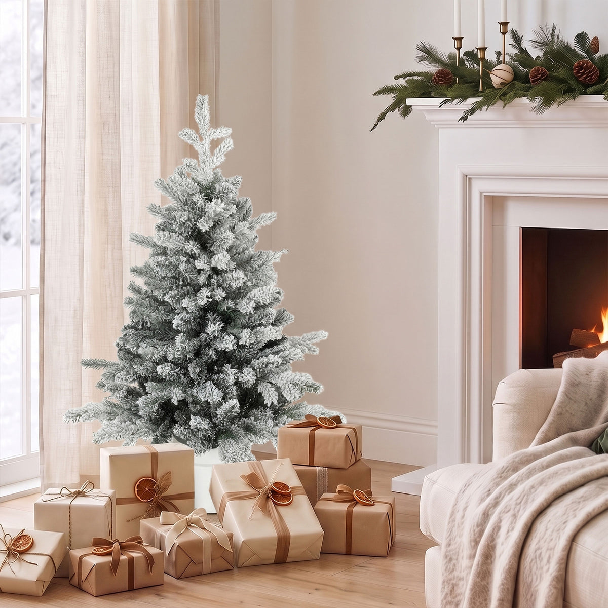 Künstlicher Weihnachtsbaum 90 cm mit Schnee-Effekt
