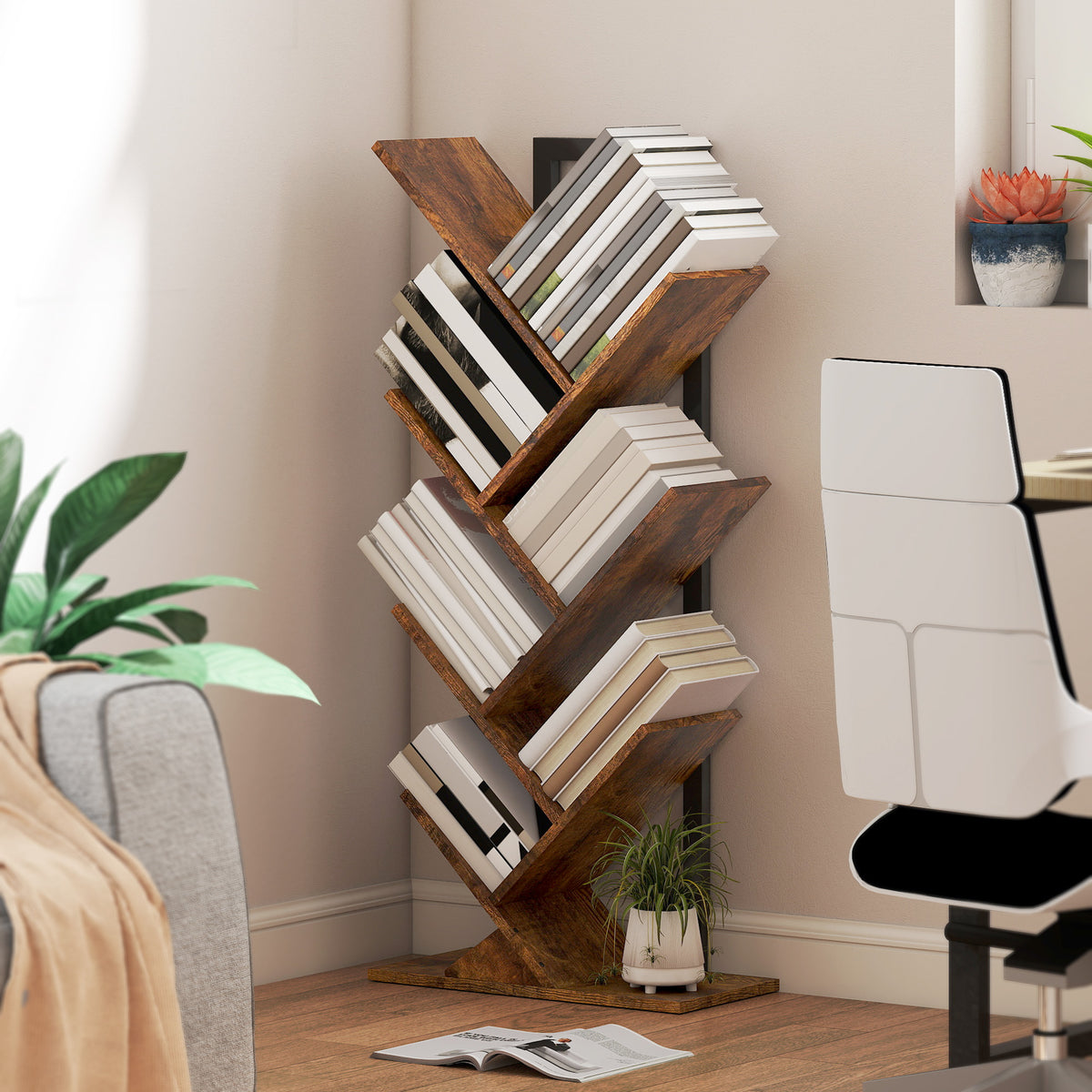 Baum-Bücherregal mit 7 oder 9 Ebenen