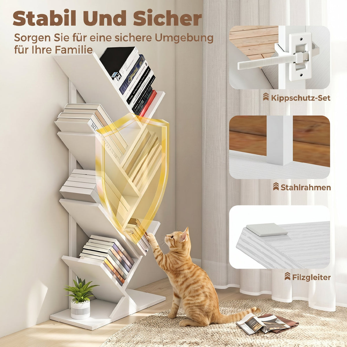 Baum-Bücherregal mit 7 oder 9 Ebenen