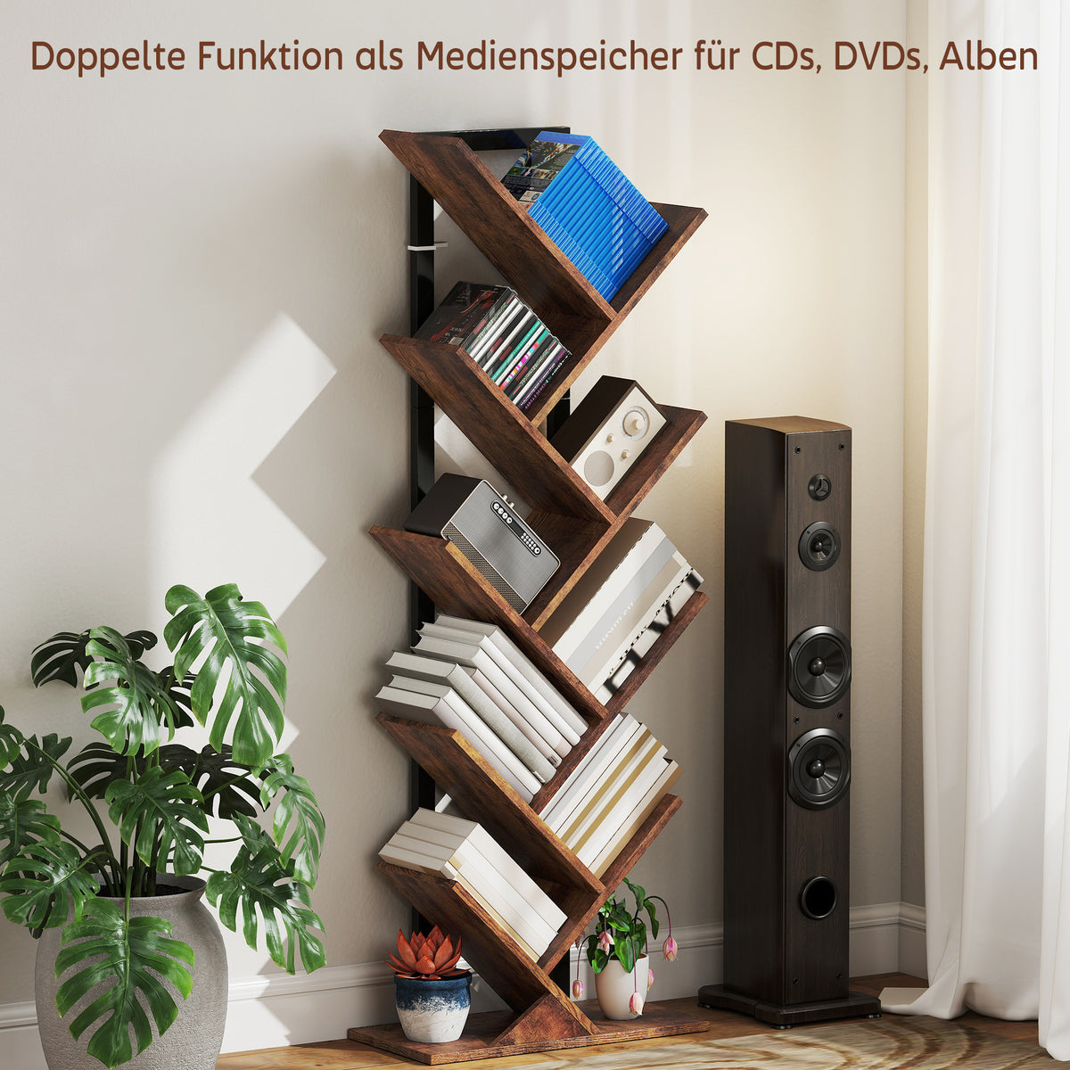 Baum-Bücherregal mit 7 oder 9 Ebenen