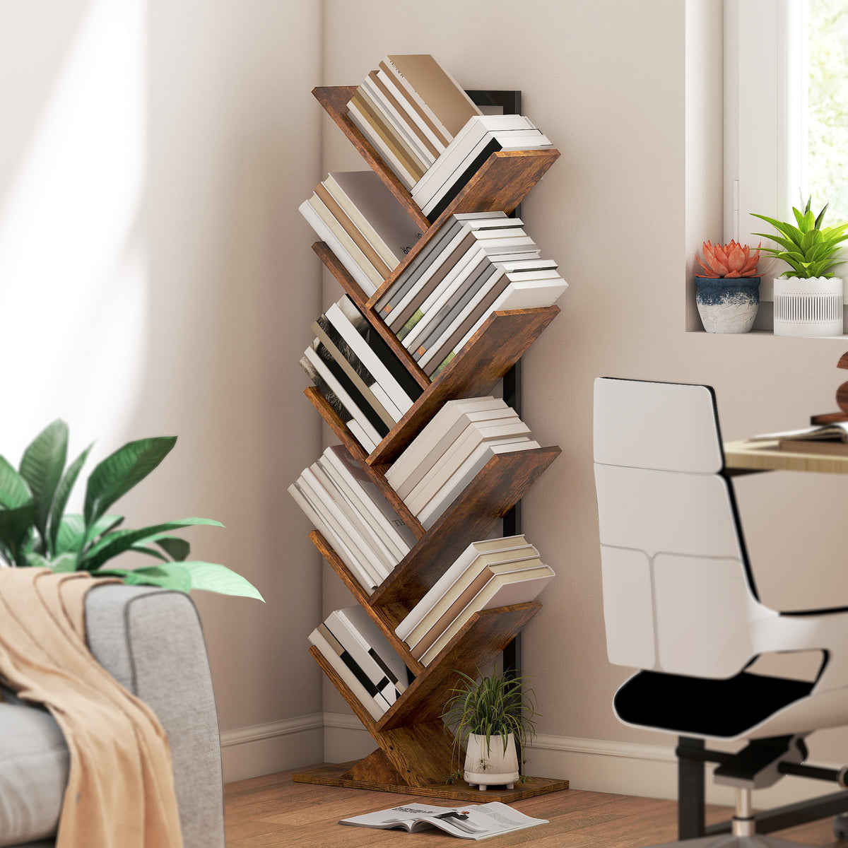 Baum-Bücherregal mit 7 oder 9 Ebenen