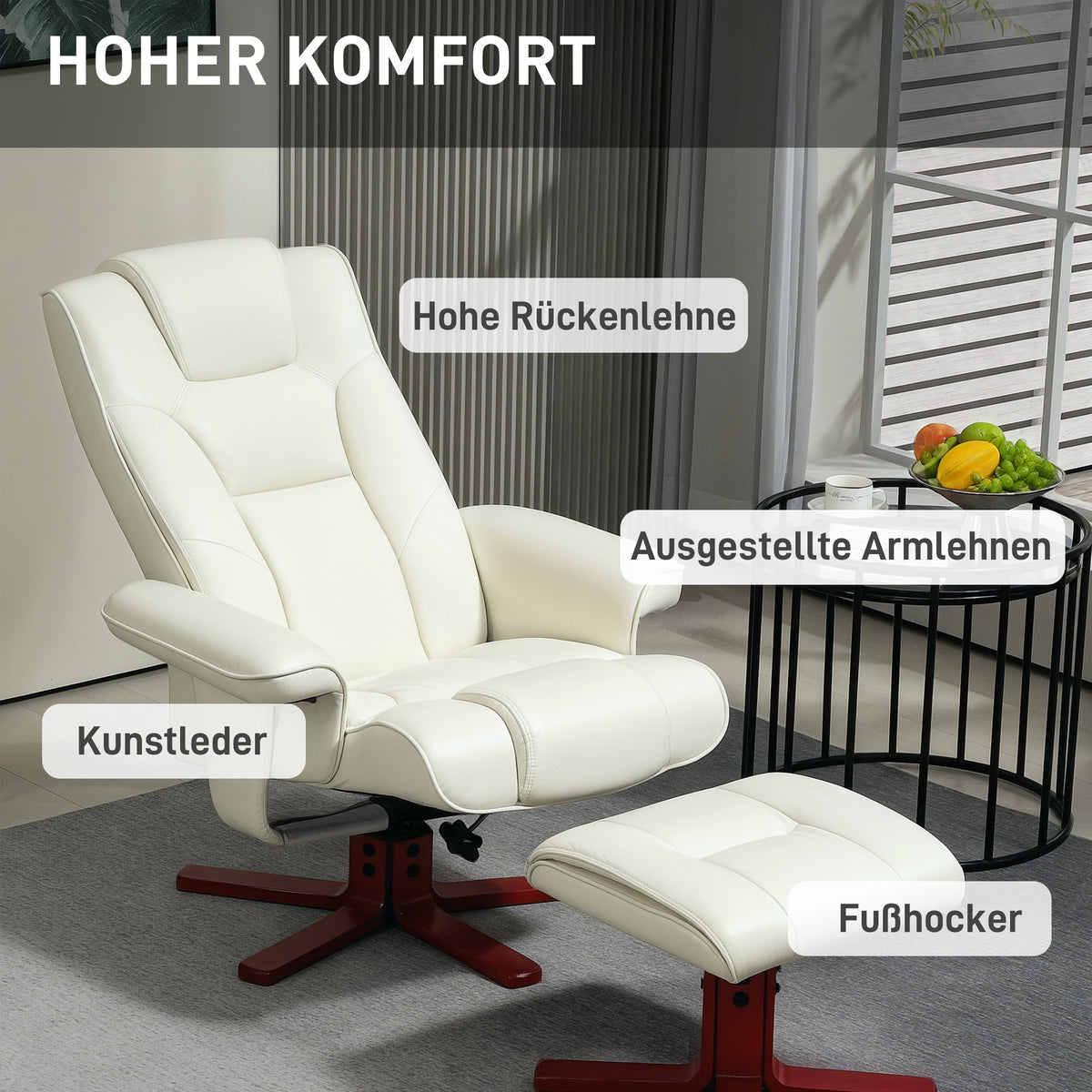 Relaxsessel mit Fußhocker und verstellbarer Rückenlehne
