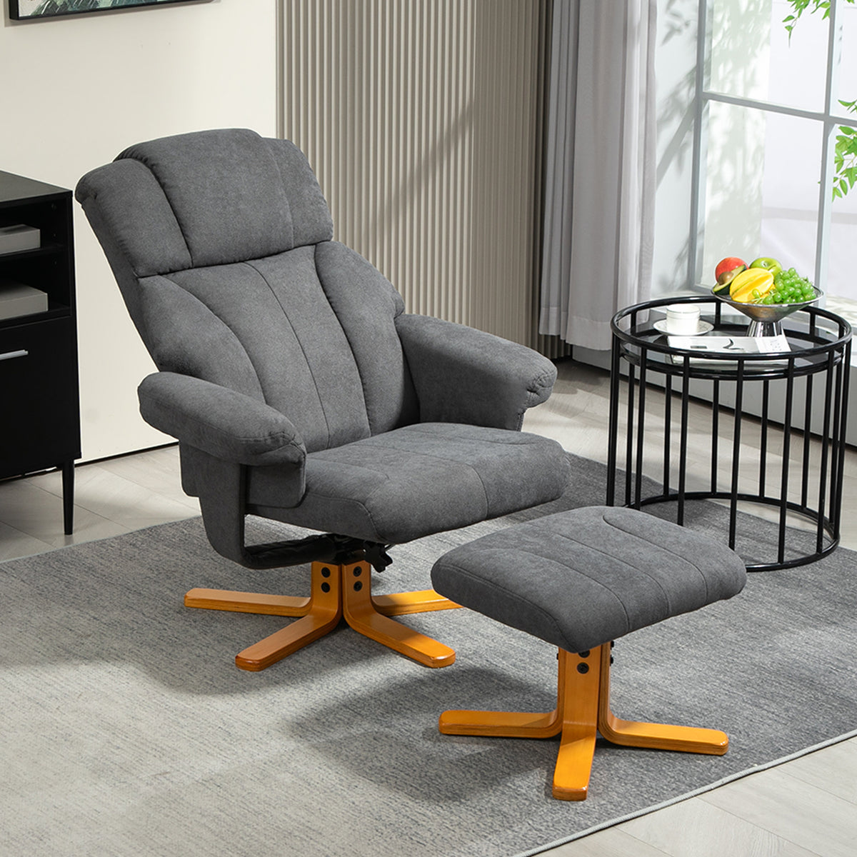 Relaxsessel mit Fußhocker und verstellbarer Rückenlehne