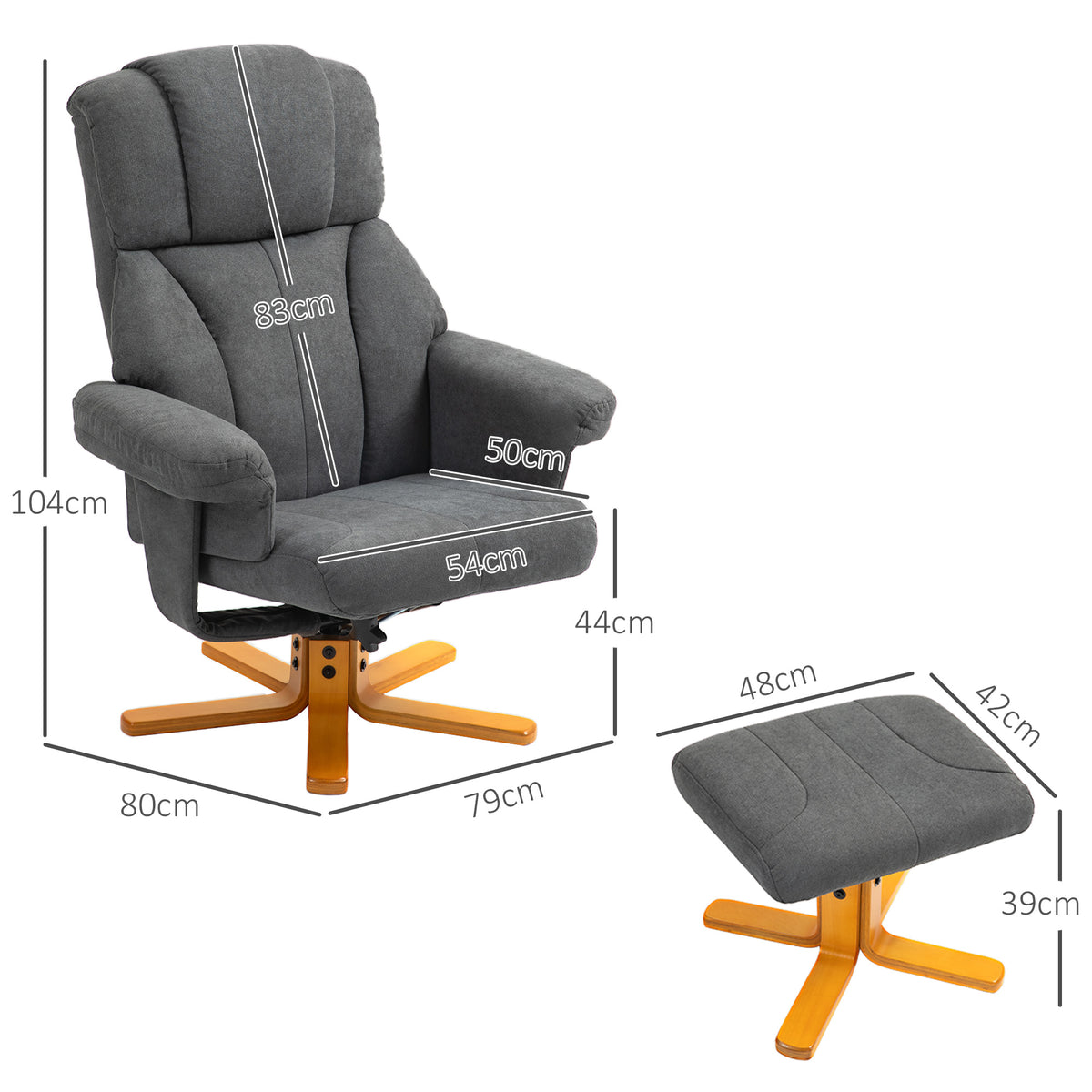 Relaxsessel mit Fußhocker und verstellbarer Rückenlehne