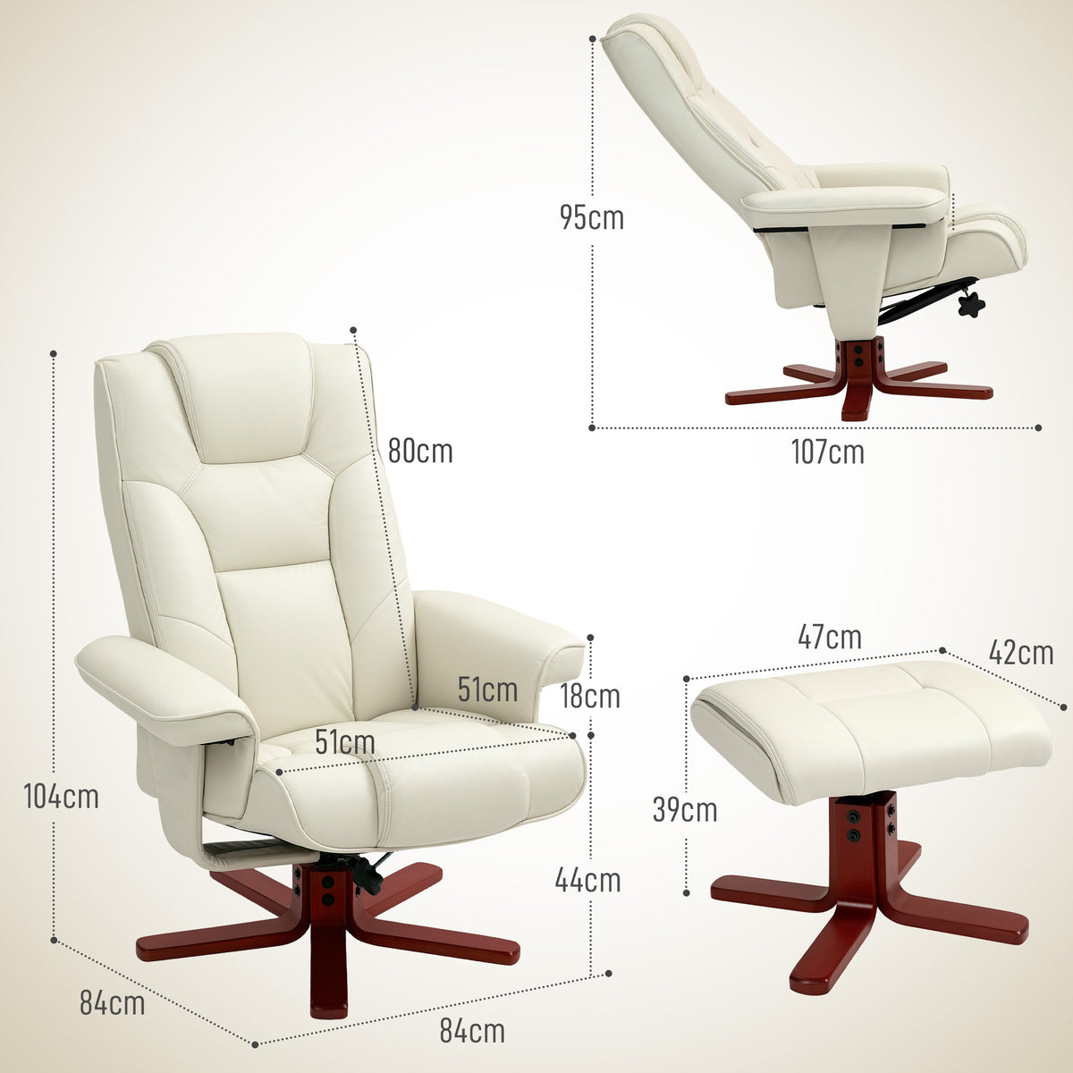 Relaxsessel mit Fußhocker und verstellbarer Rückenlehne