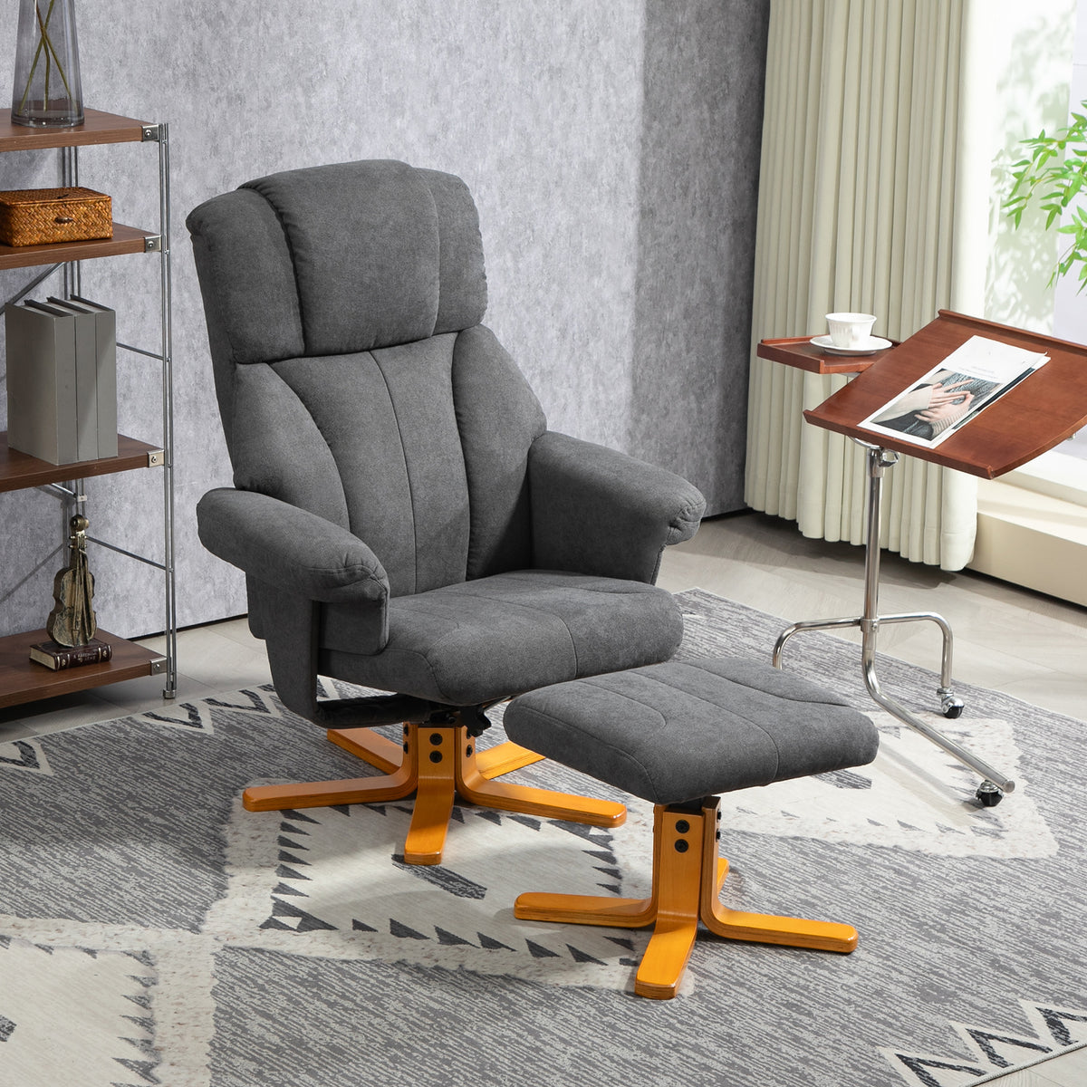 Relaxsessel mit Fußhocker und verstellbarer Rückenlehne