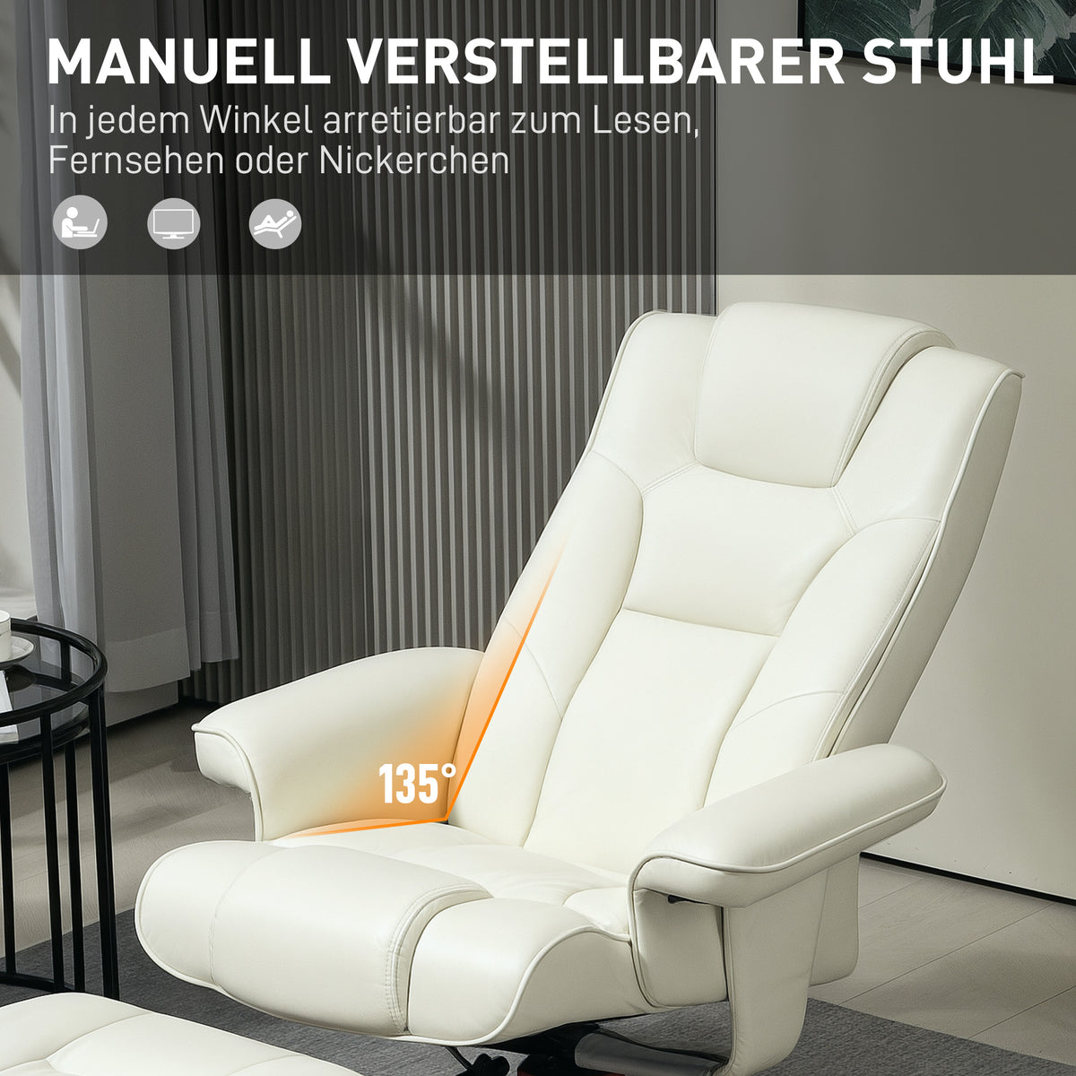 Relaxsessel mit Fußhocker und verstellbarer Rückenlehne