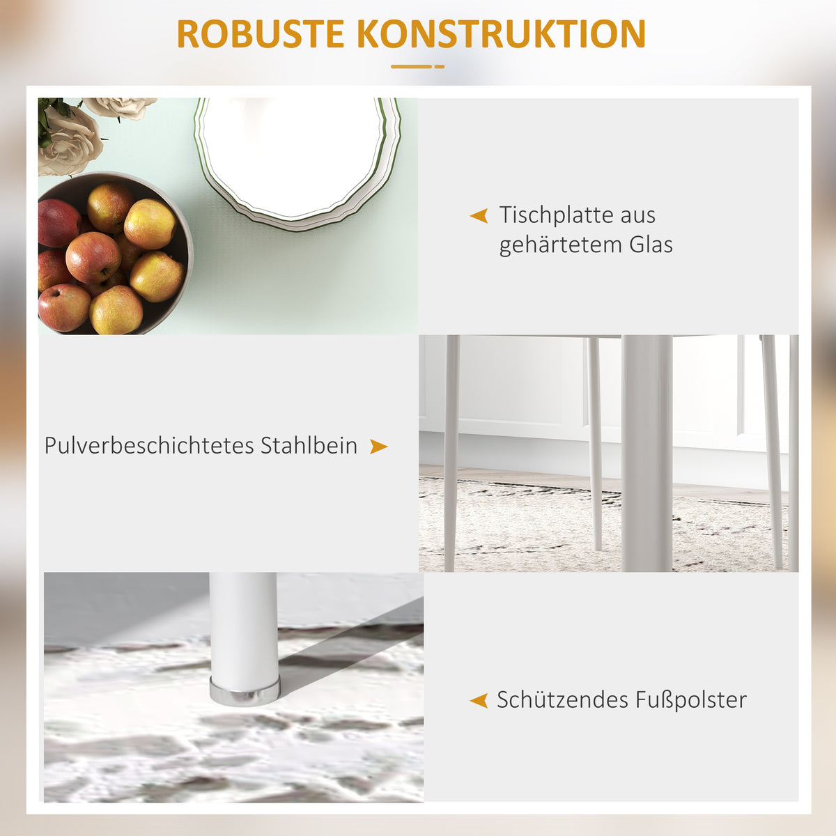 5-teilige Essgruppe mit Glastisch und 4 Stühlen