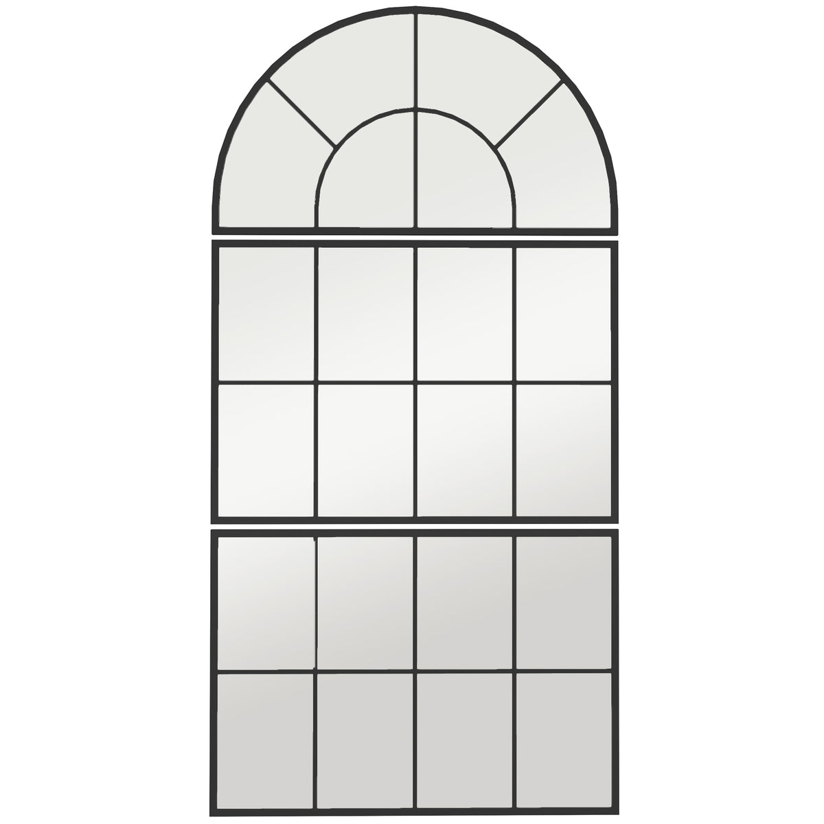 Dreiteiliger Fensterspiegel mit Metallrahmen