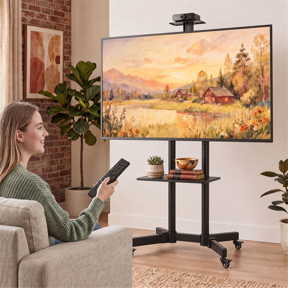 Mobiler TV-Ständer für 32–75 Zoll, höhenverstellbar