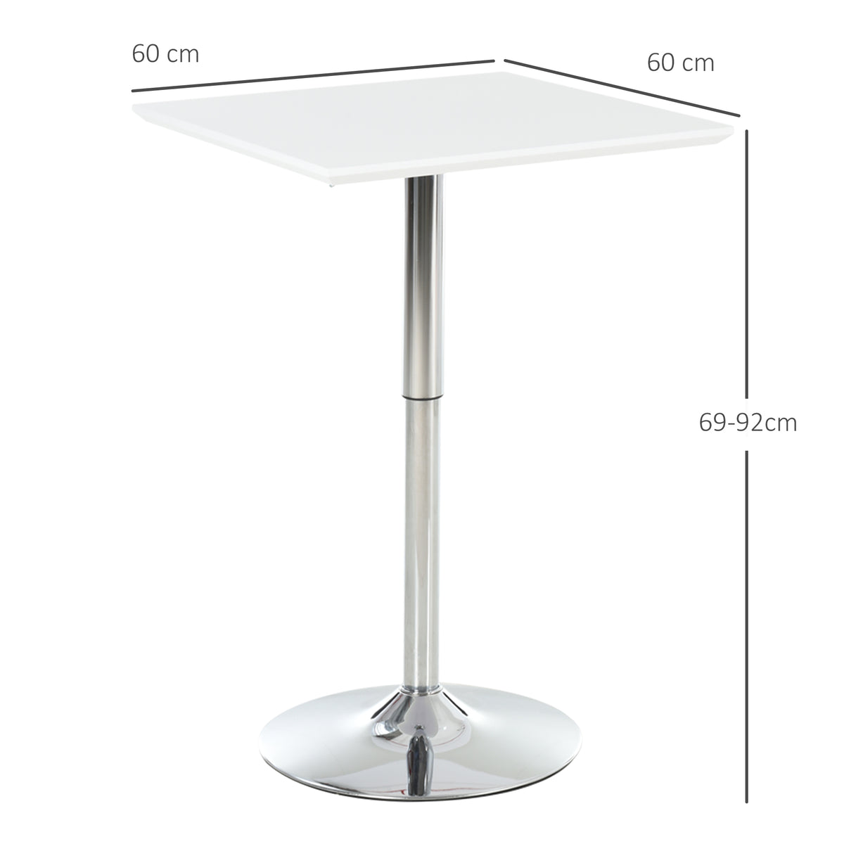 Quadratischer Bartisch höhenverstellbar aus Stahl