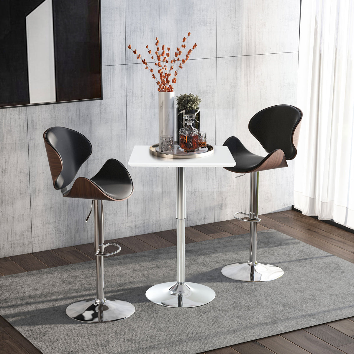 Quadratischer Bartisch höhenverstellbar aus Stahl