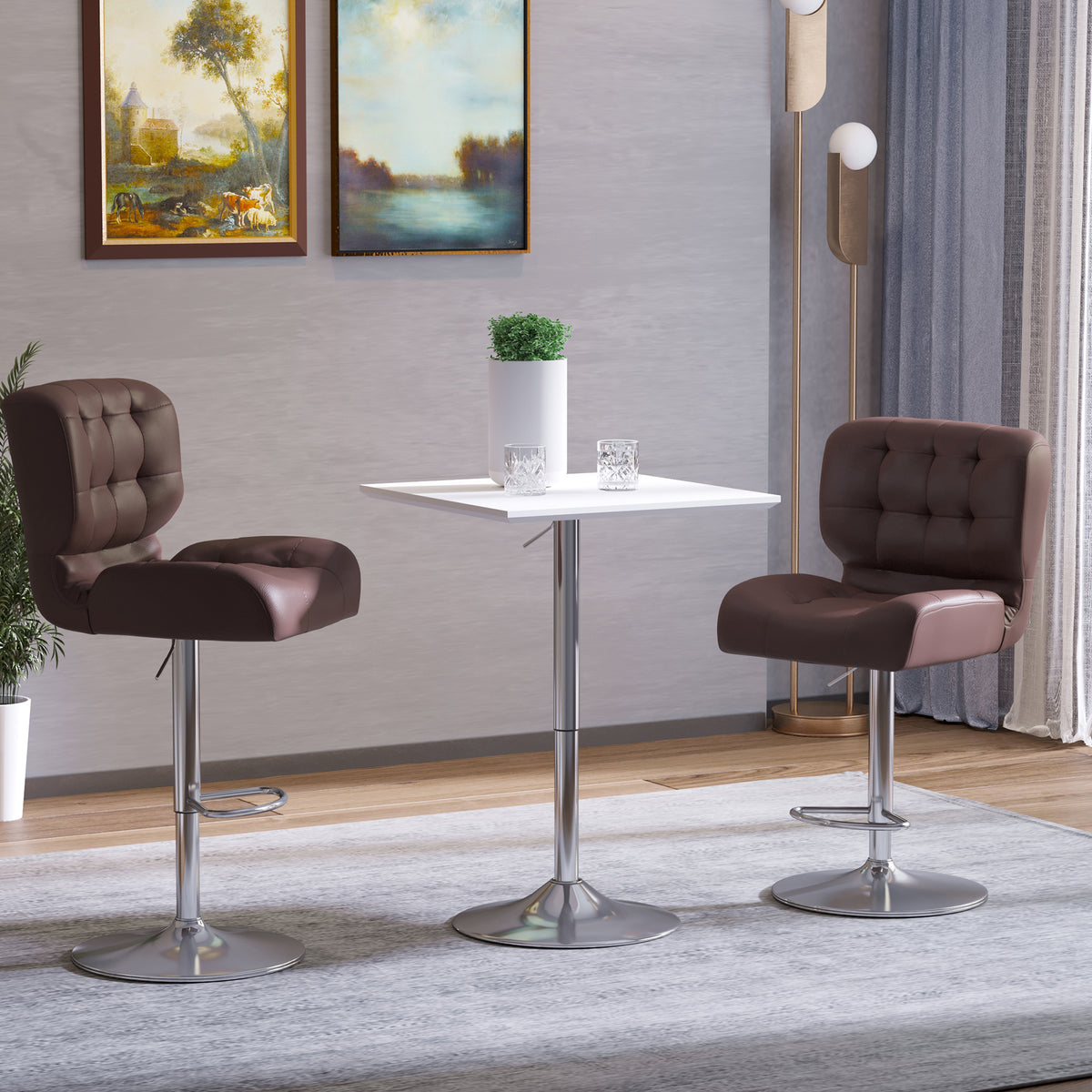 Quadratischer Bartisch höhenverstellbar aus Stahl