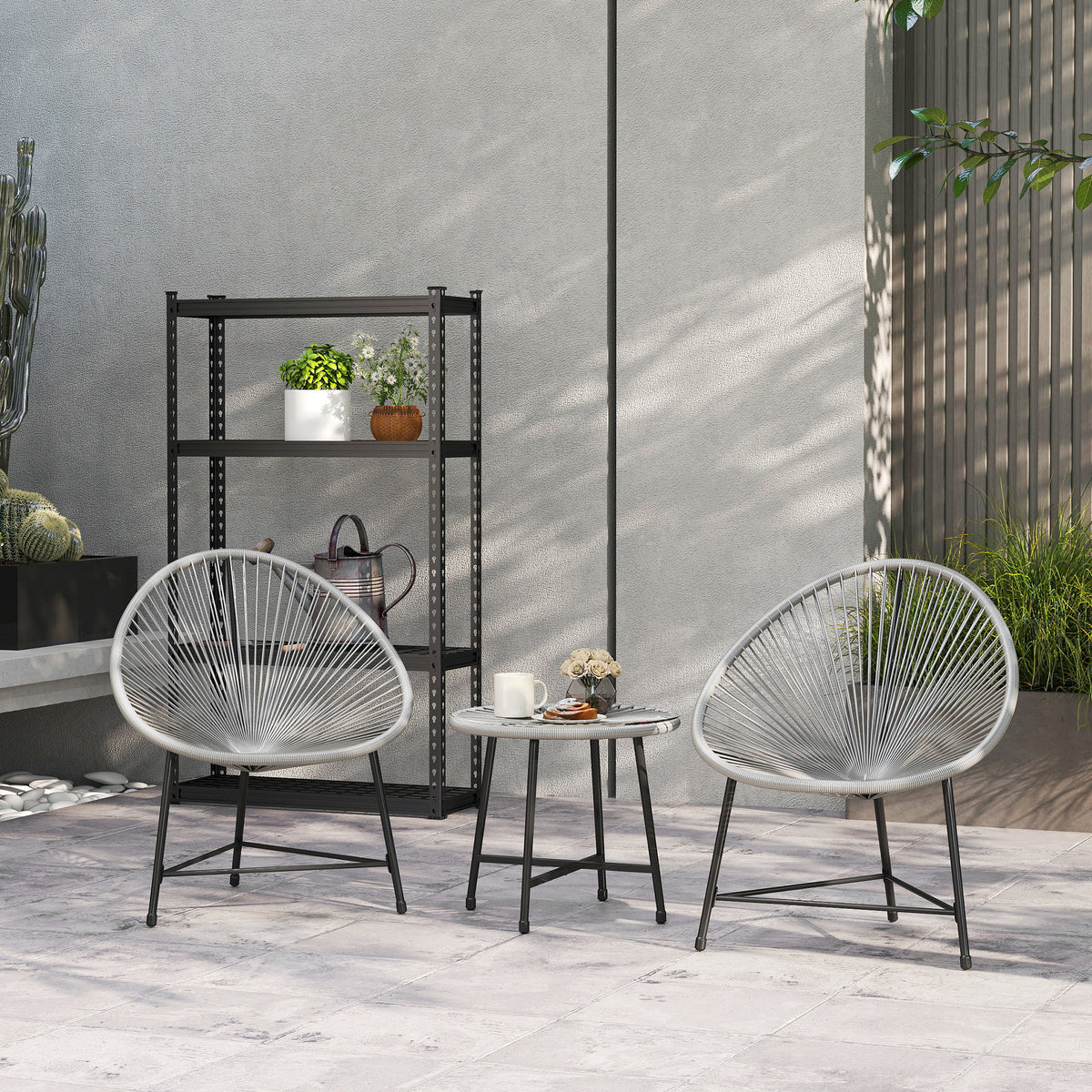 3-teiliges Gartenmöbel-Set mit Glasplatte