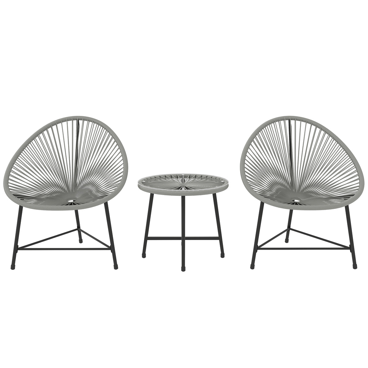 3-teiliges Gartenmöbel-Set mit Glasplatte
