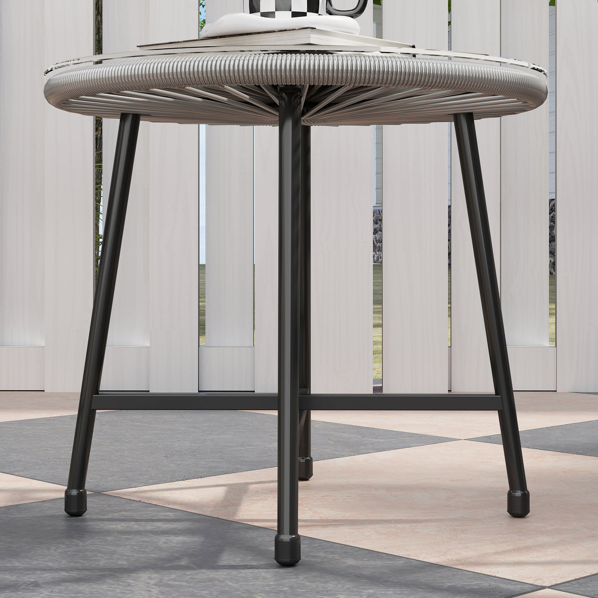 3-teiliges Gartenmöbel-Set mit Glasplatte