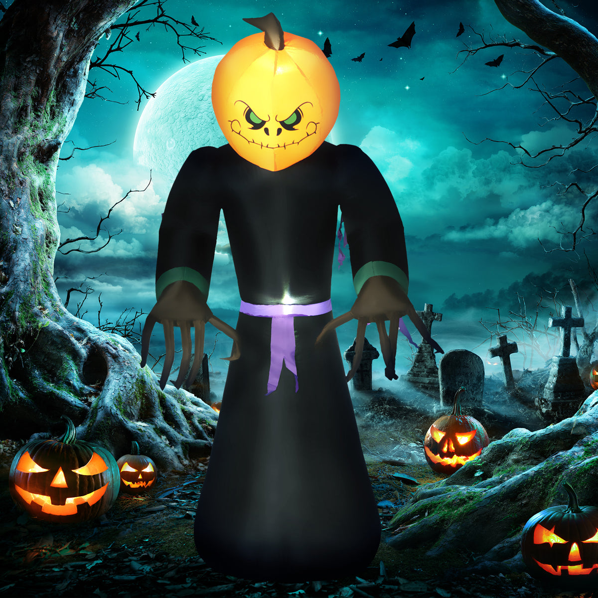Aufblasbarer Halloween-Kürbisgeist mit LED-Beleuchtung