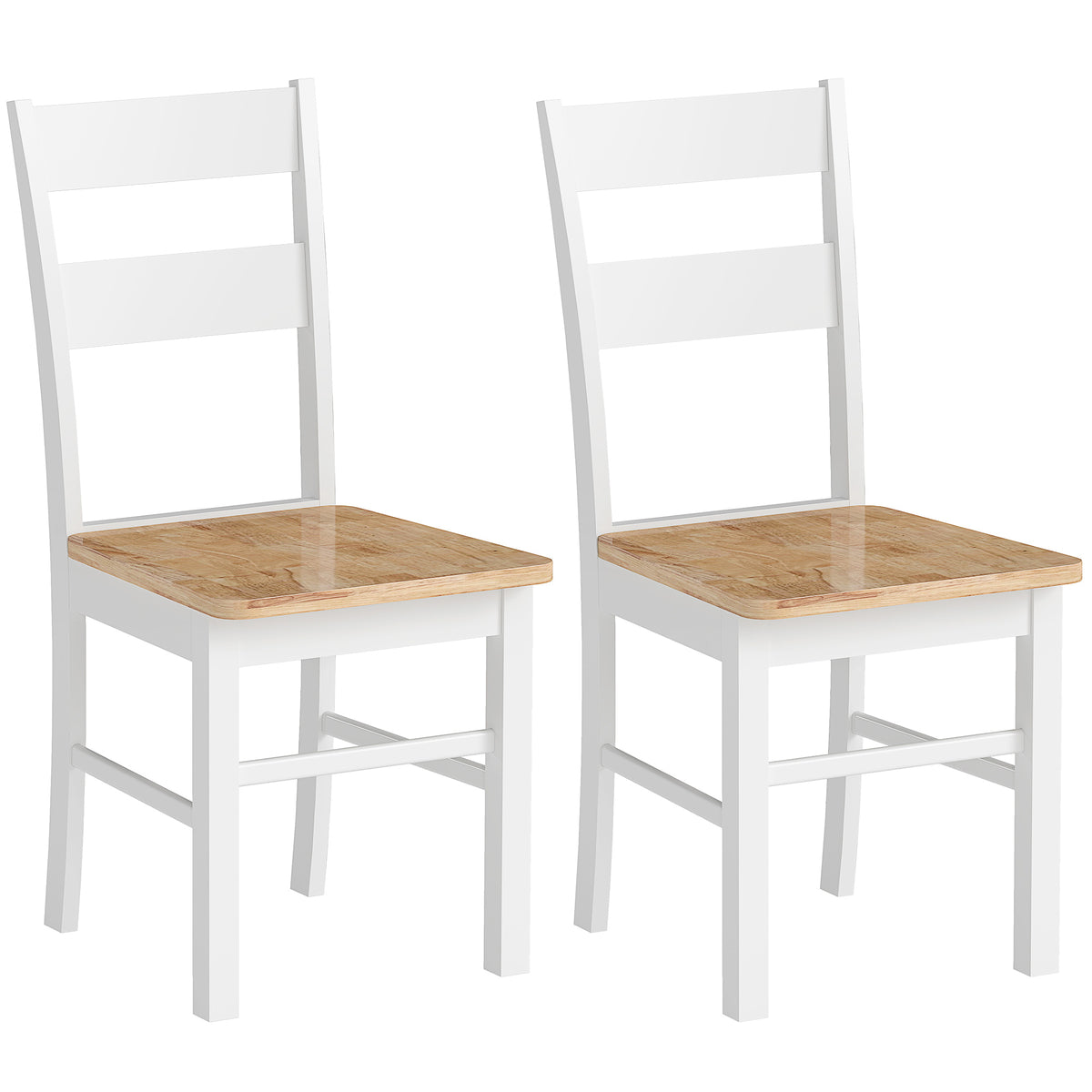 2er-Set Küchenstühle aus Kautschukholz mit Sprossenlehne