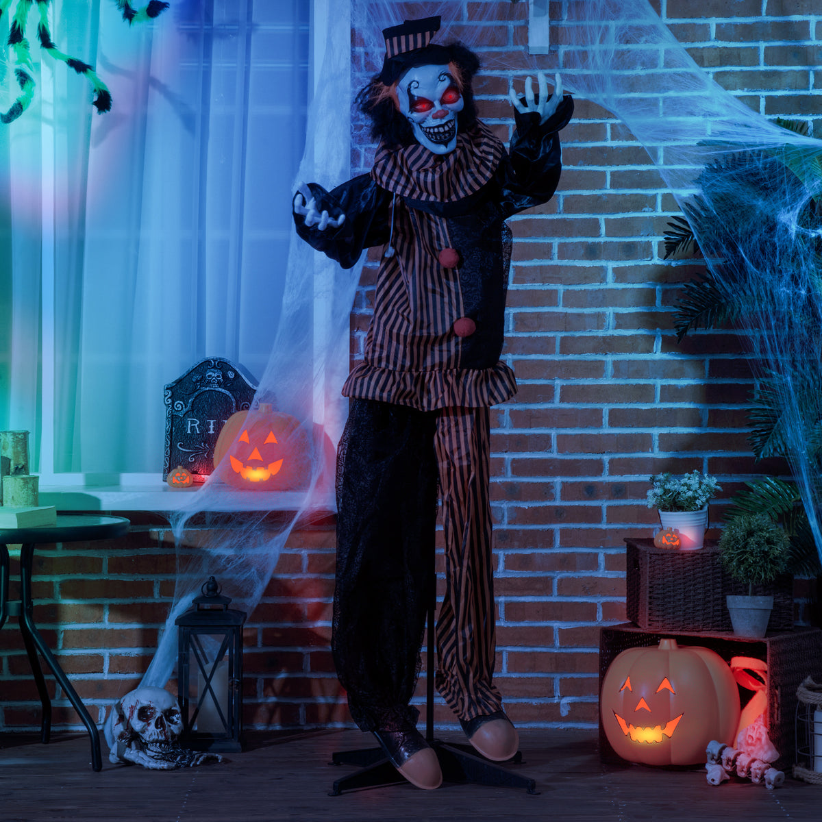 Animierte Halloween-Clowndekoration mit Soundeffekten