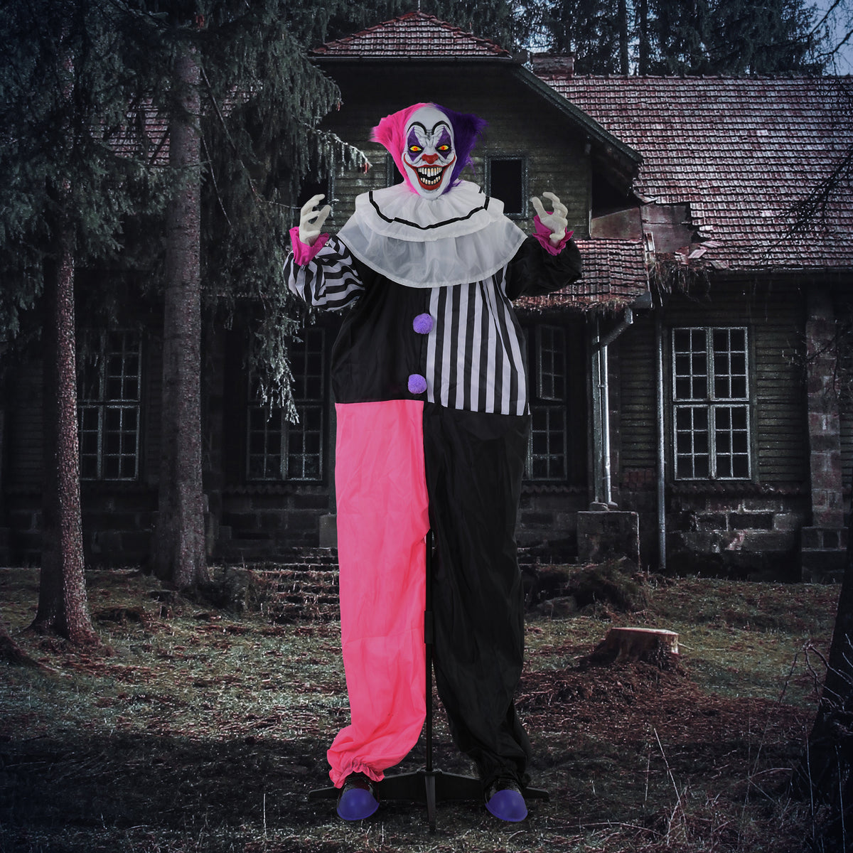 Animierte Halloween-Clowndekoration mit Soundeffekten