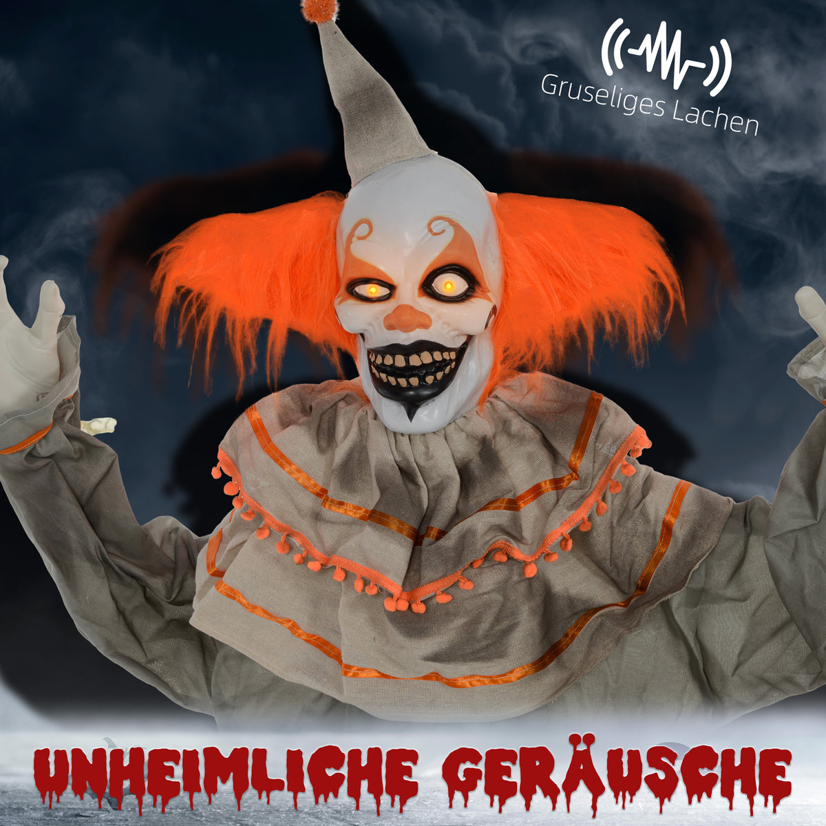 Animierte Halloween-Clowndekoration mit Soundeffekten