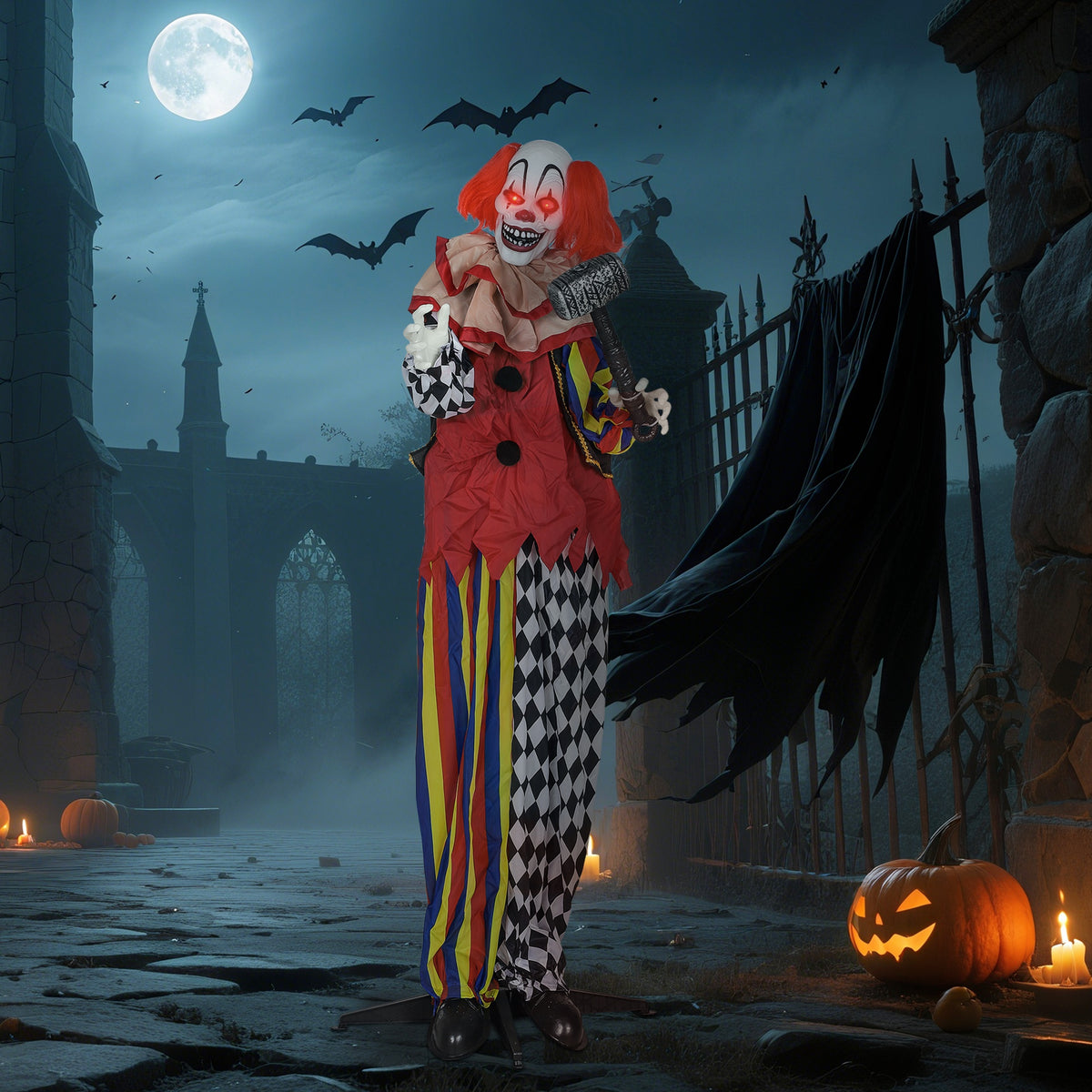 Animierte Halloween-Clowndekoration mit Soundeffekten