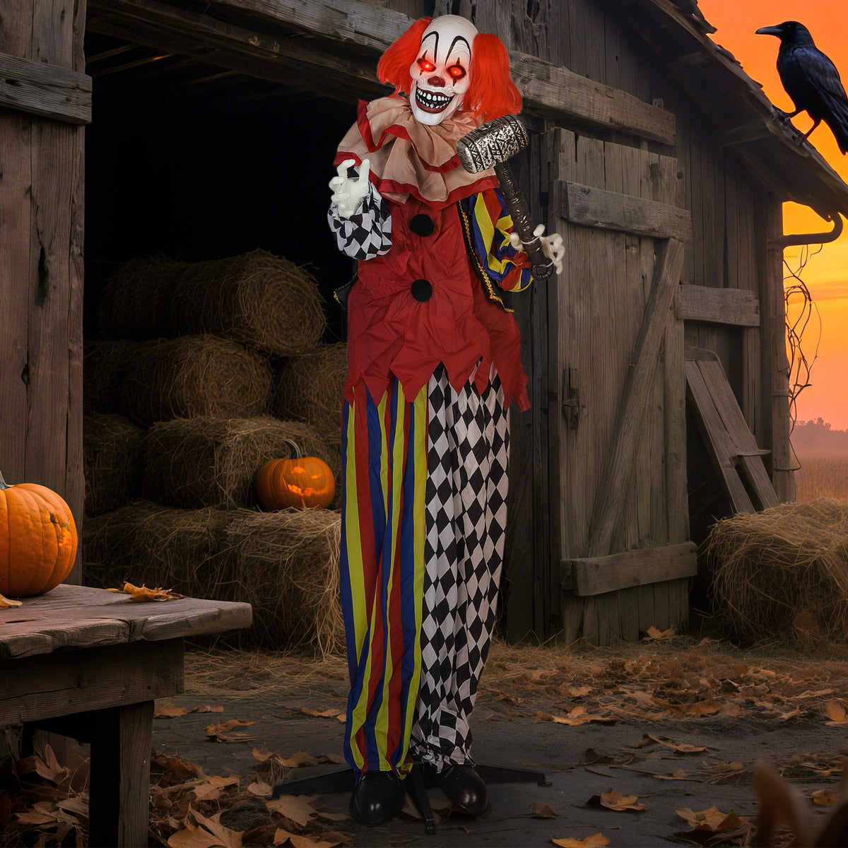 Animierte Halloween-Clowndekoration mit Soundeffekten