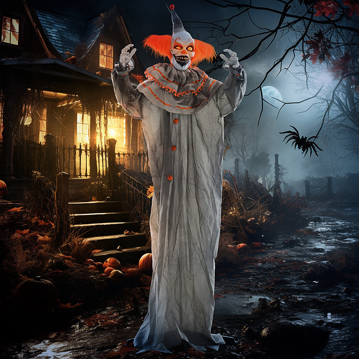 Animierte Halloween-Clowndekoration mit Soundeffekten