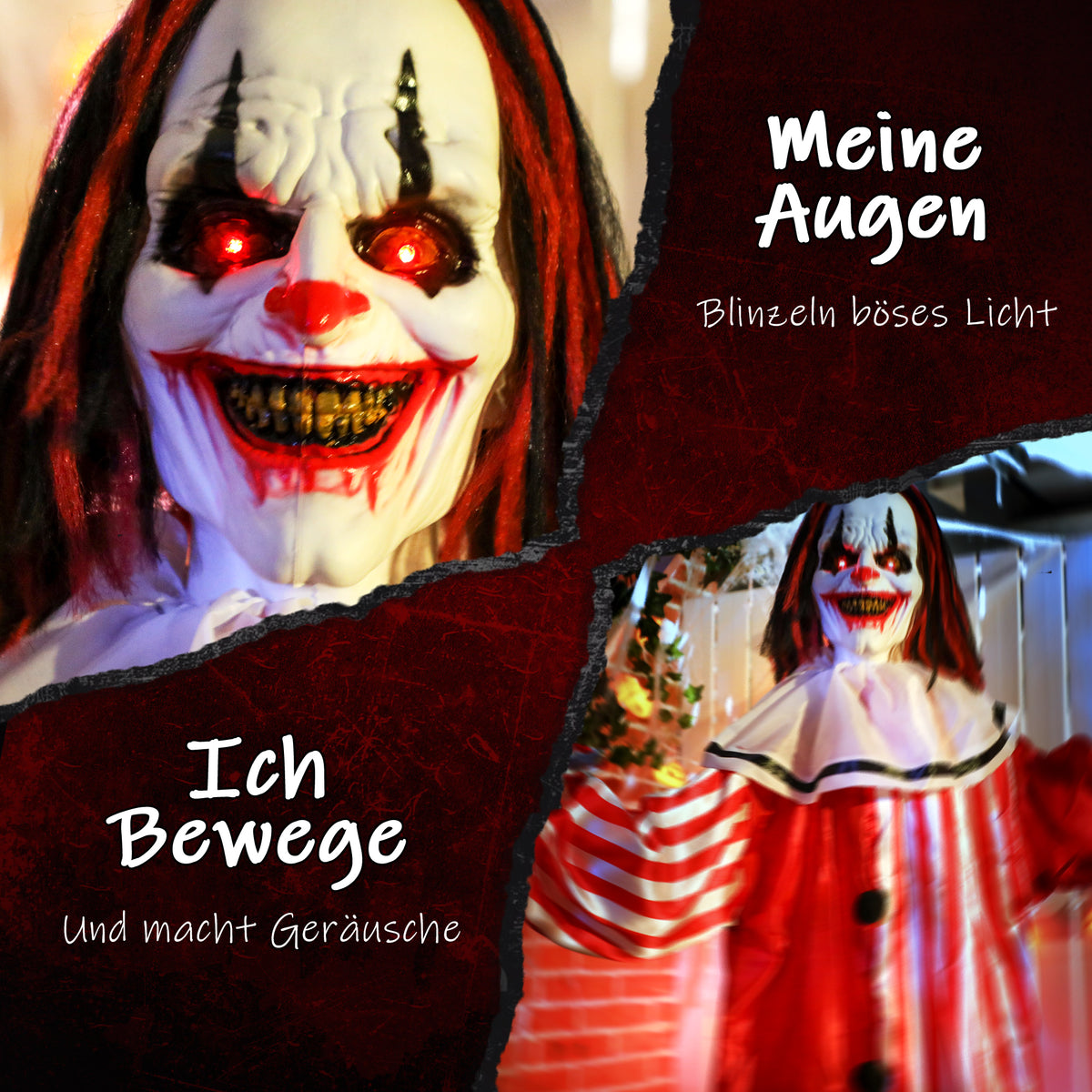 Animierte Halloween-Clowndekoration mit Soundeffekten