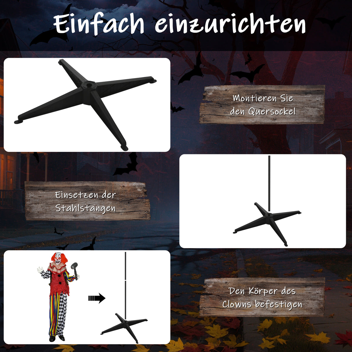Animierte Halloween-Clowndekoration mit Soundeffekten