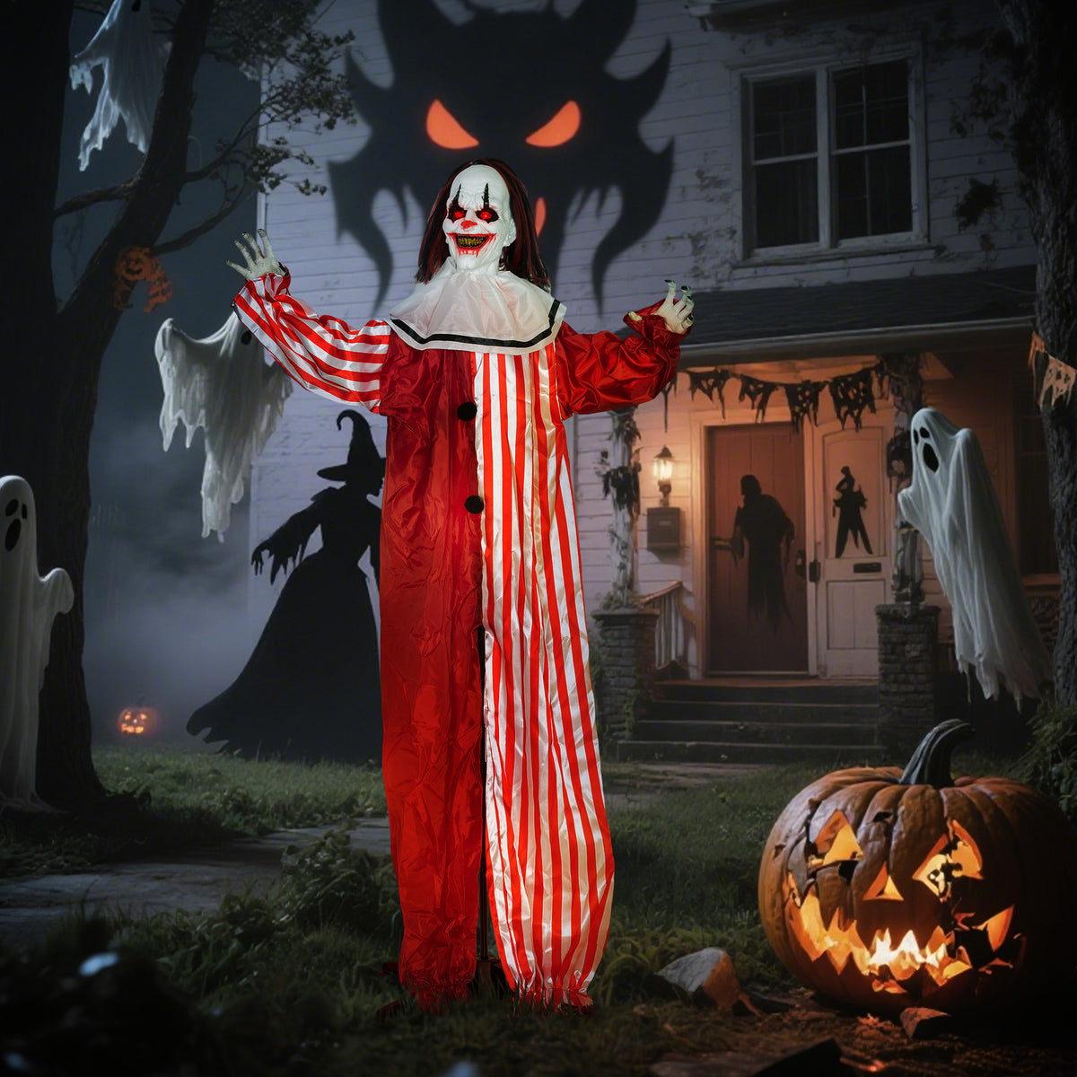 Animierte Halloween-Clowndekoration mit Soundeffekten