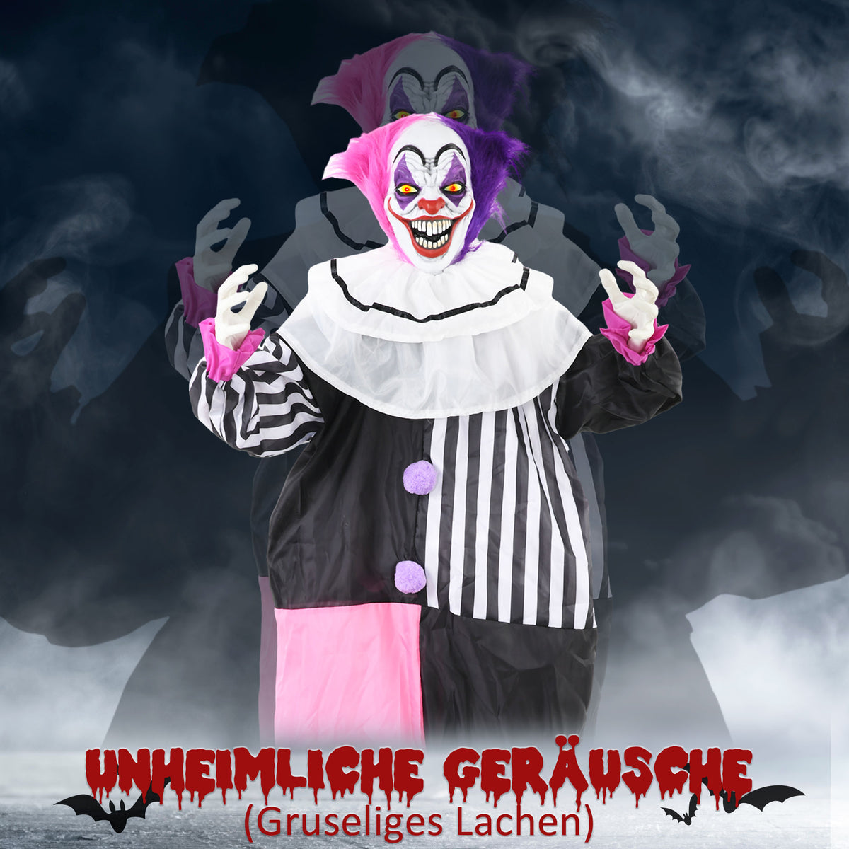 Animierte Halloween-Clowndekoration mit Soundeffekten