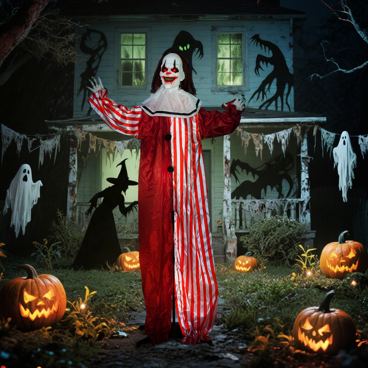 Animierte Halloween-Clowndekoration mit Soundeffekten