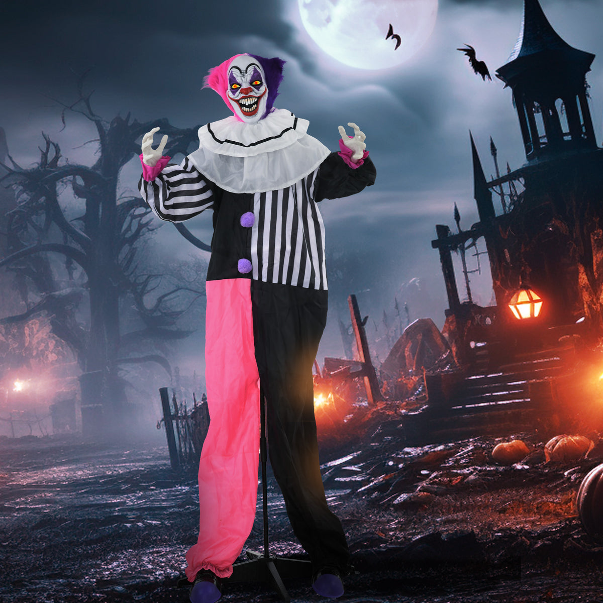 Animierte Halloween-Clowndekoration mit Soundeffekten