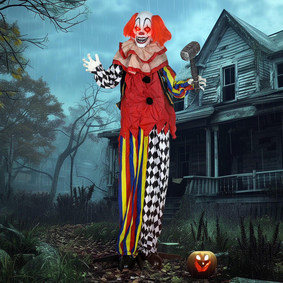 Animierte Halloween-Clowndekoration mit Soundeffekten