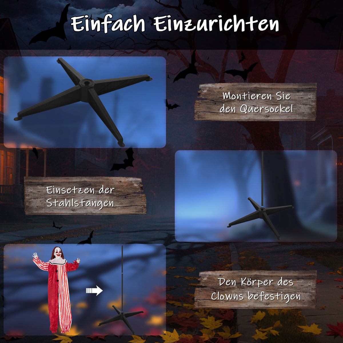 Animierte Halloween-Clowndekoration mit Soundeffekten