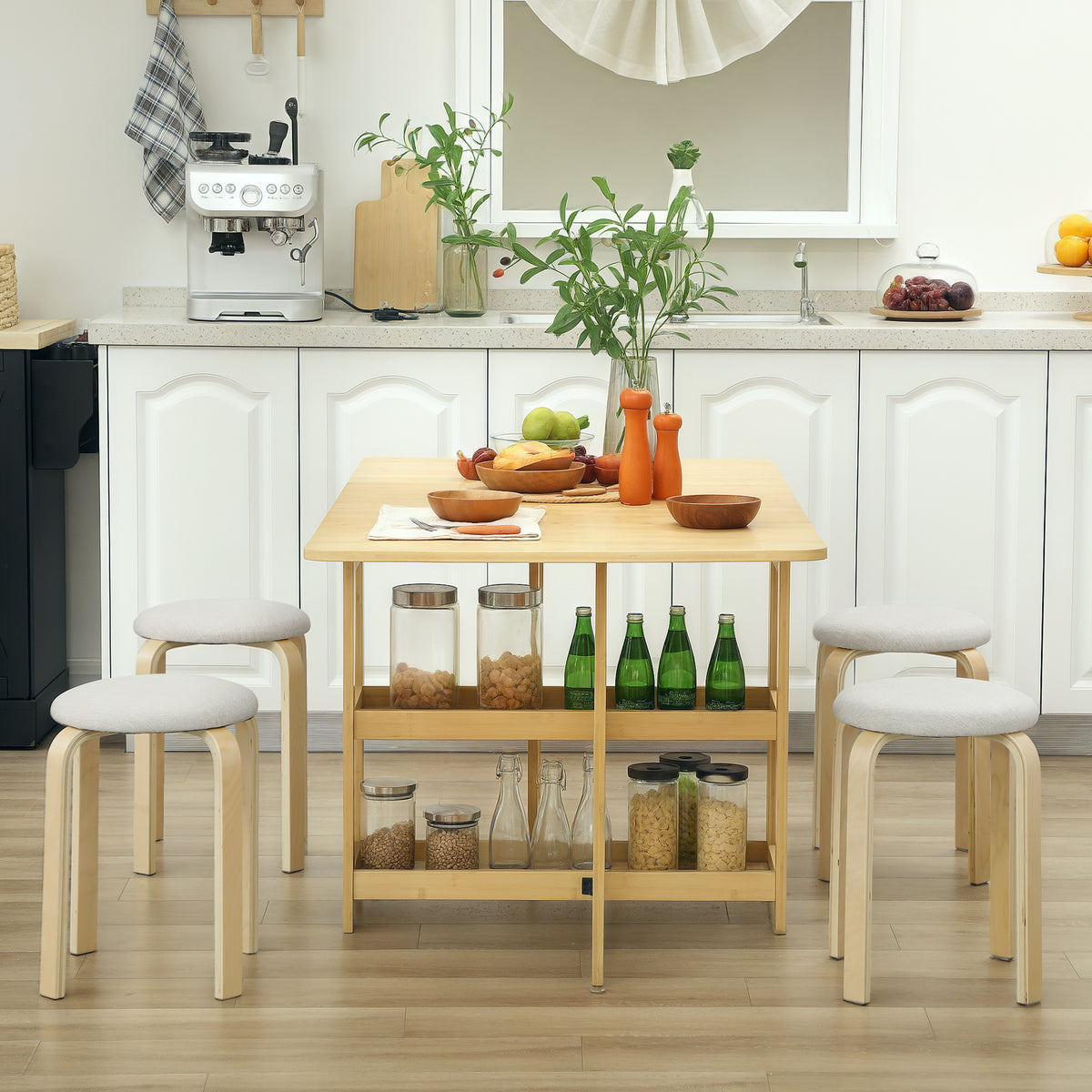 Stapelbare Polsterhocker im 4er-Set