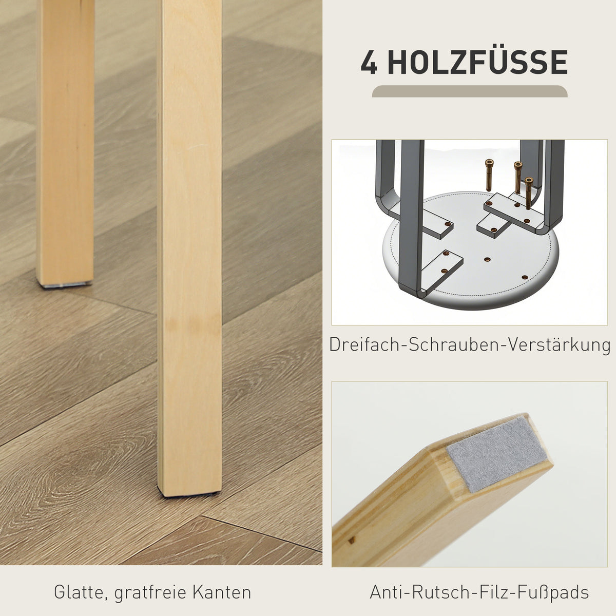 Stapelbare Polsterhocker im 4er-Set