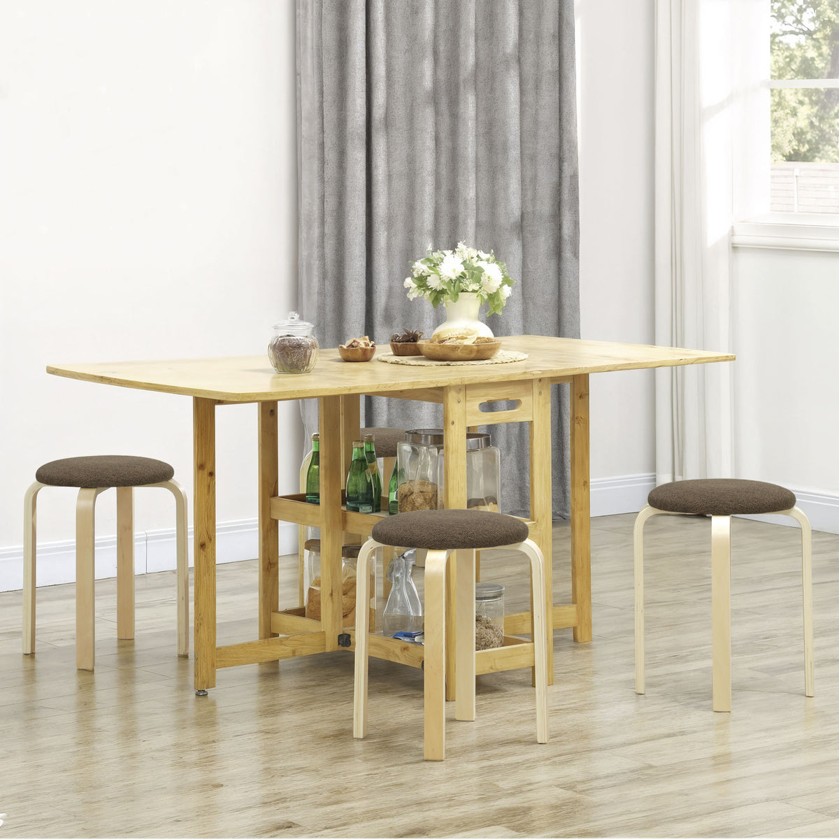 Stapelbare Polsterhocker im 4er-Set