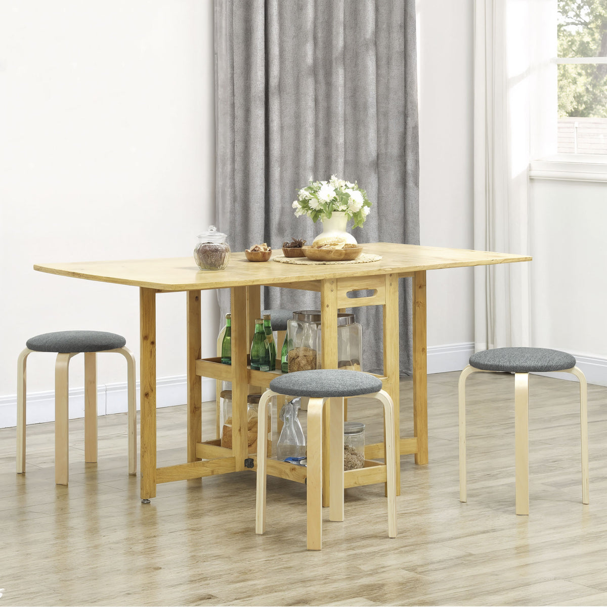 Stapelbare Polsterhocker im 4er-Set