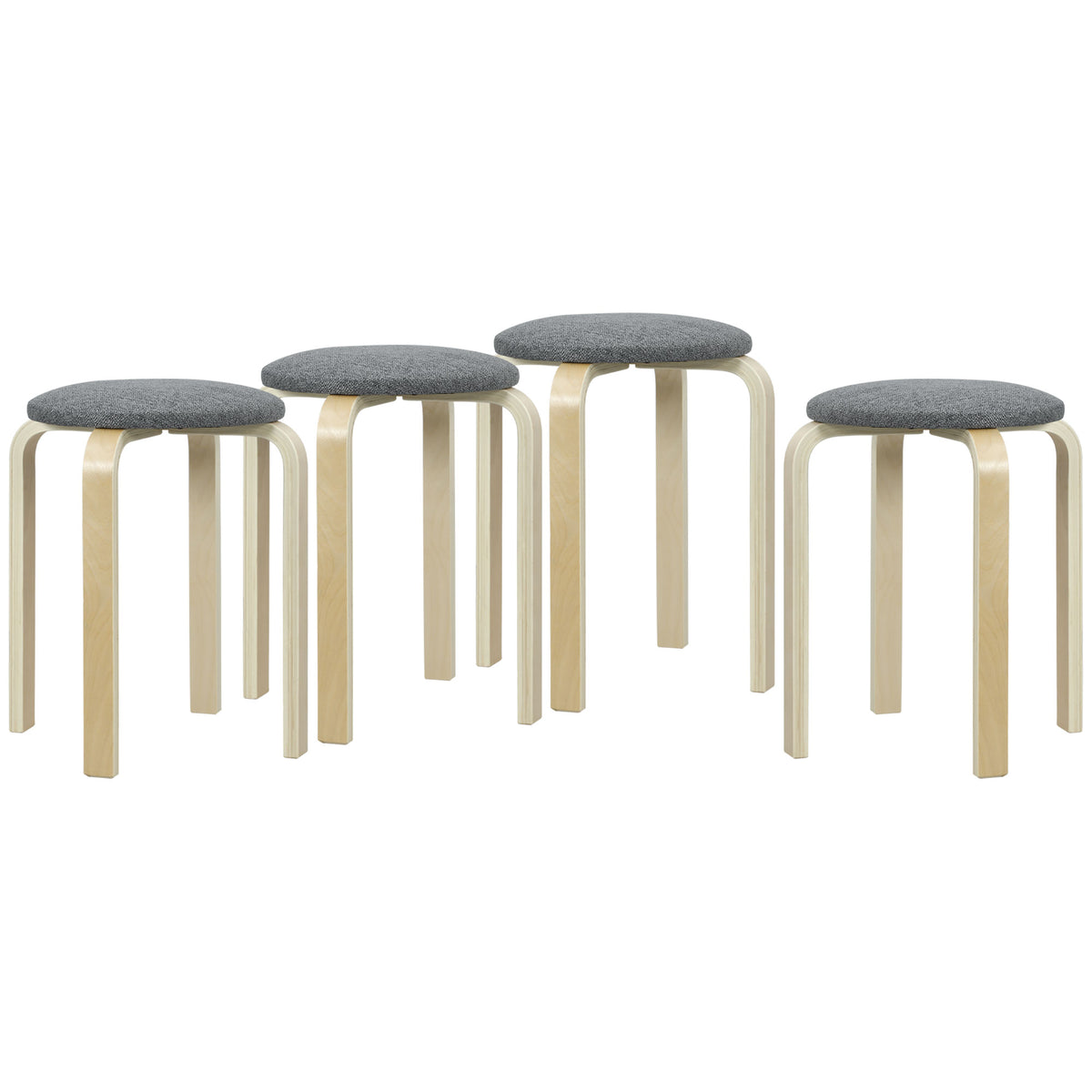 Stapelbare Polsterhocker im 4er-Set
