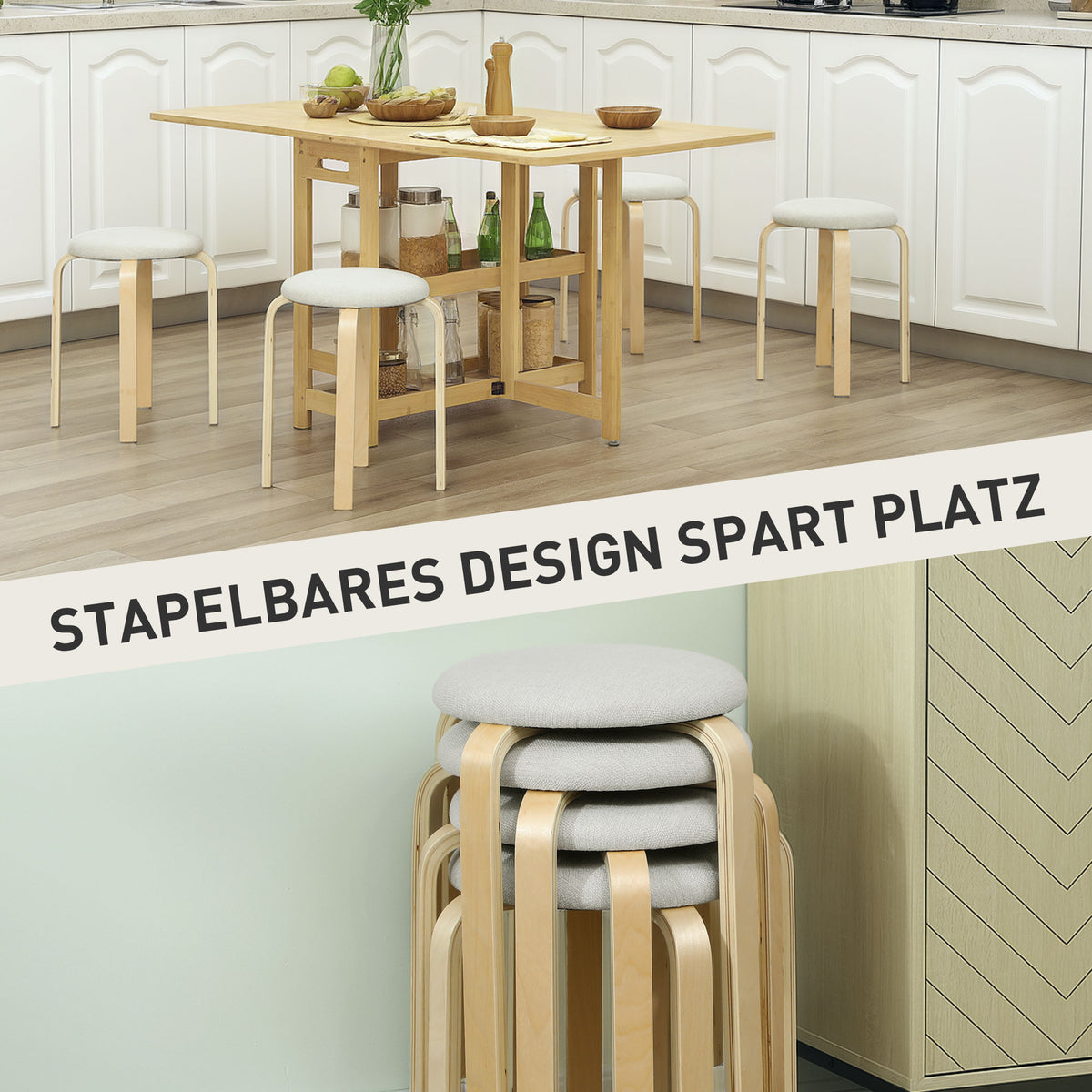 Stapelbare Polsterhocker im 4er-Set