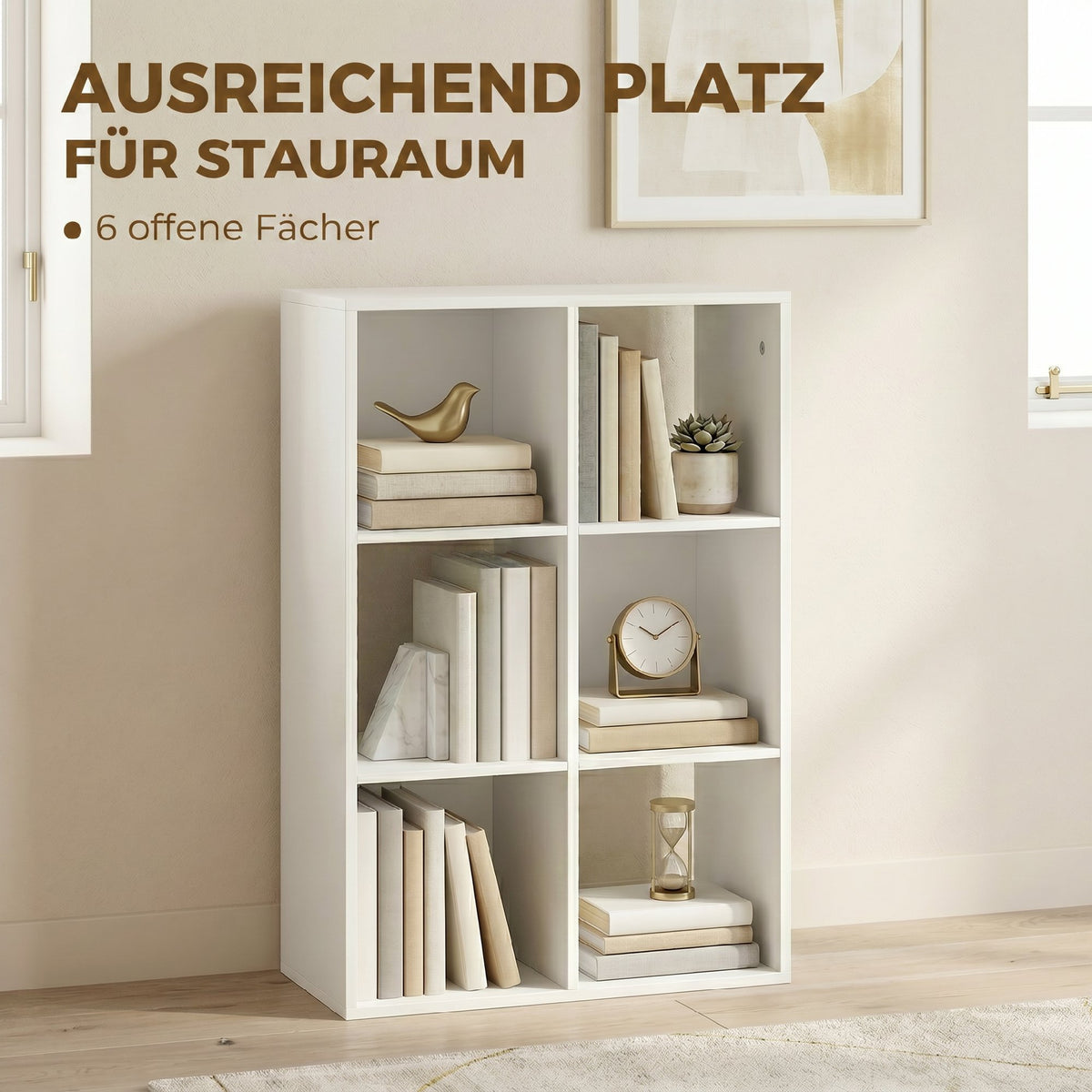 Würfelregal mit 6 Fächern und Kippschutz