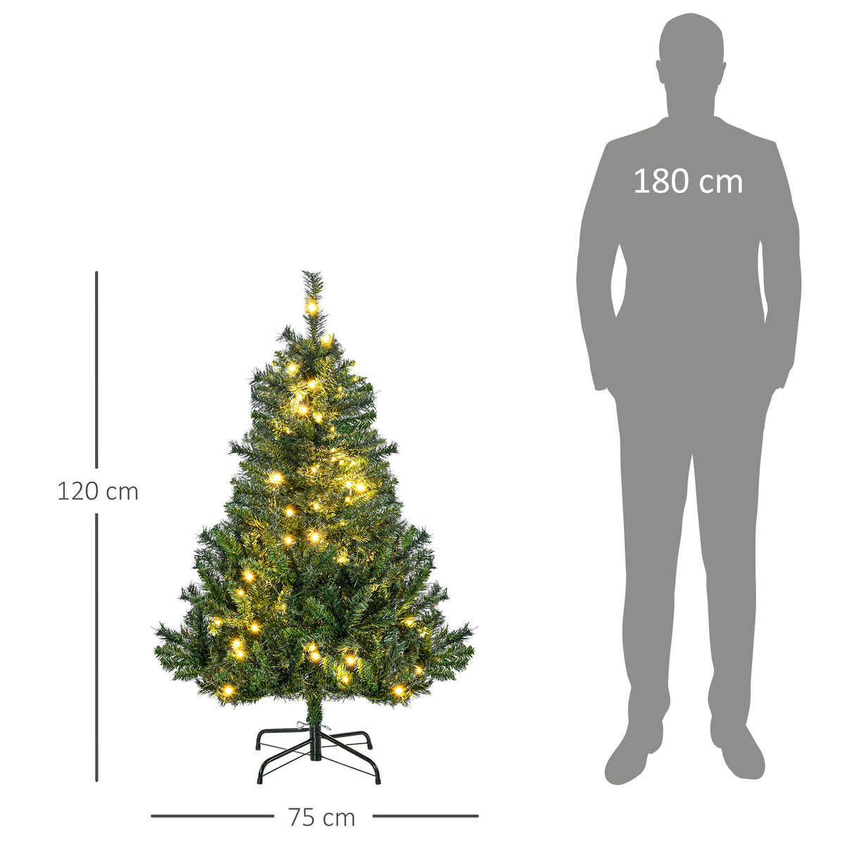 Künstlicher Weihnachtsbaum mit LED-Lichterkette und Schmuck
