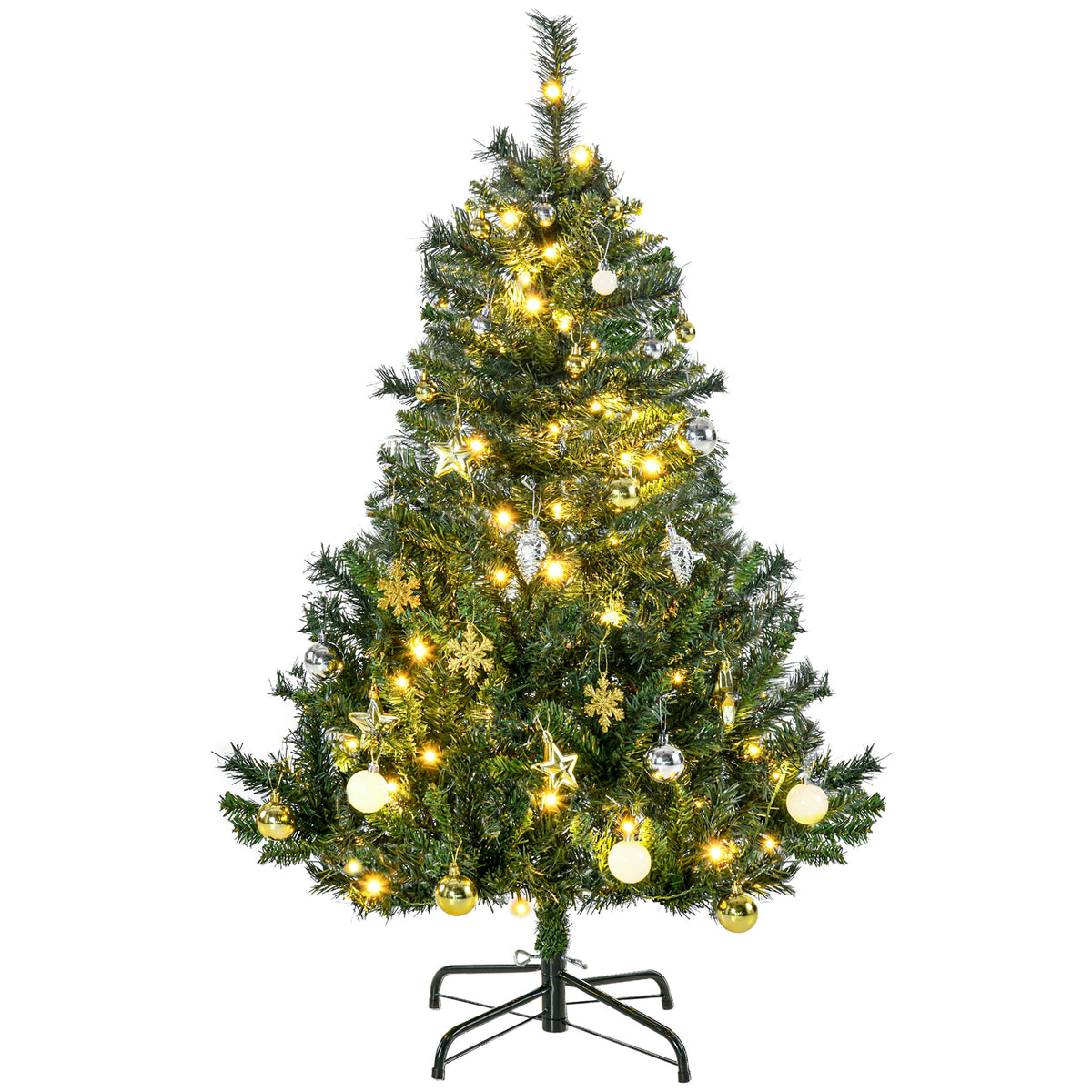Künstlicher Weihnachtsbaum mit LED-Lichterkette und Schmuck