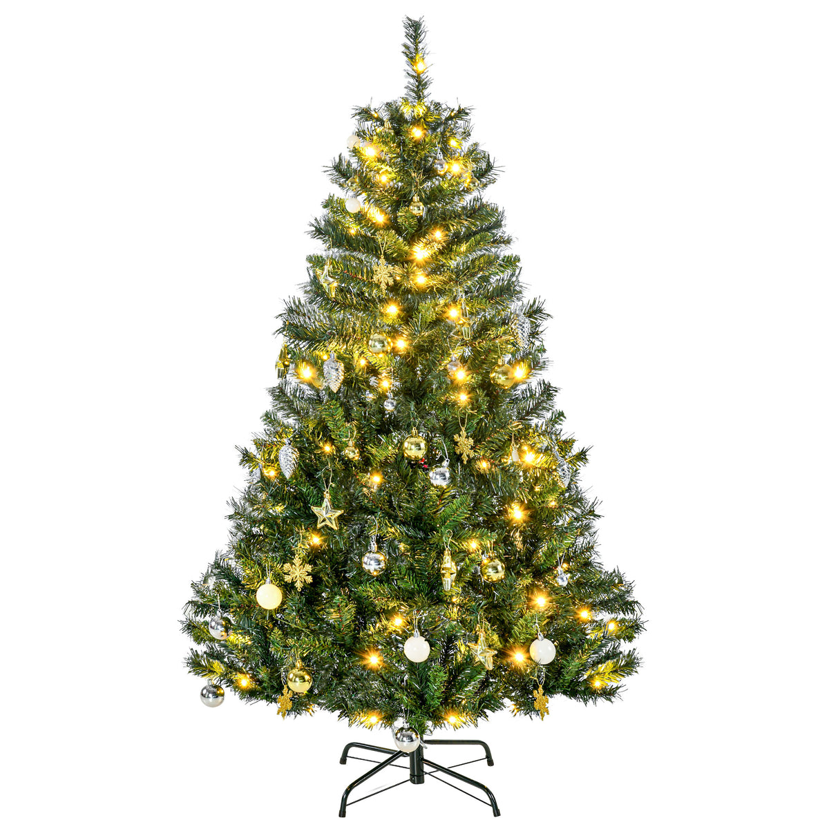 Künstlicher Weihnachtsbaum mit LED-Lichterkette und Schmuck