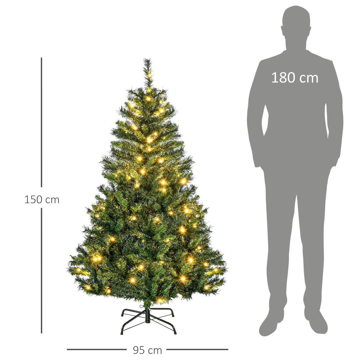 Künstlicher Weihnachtsbaum mit LED-Lichterkette und Schmuck