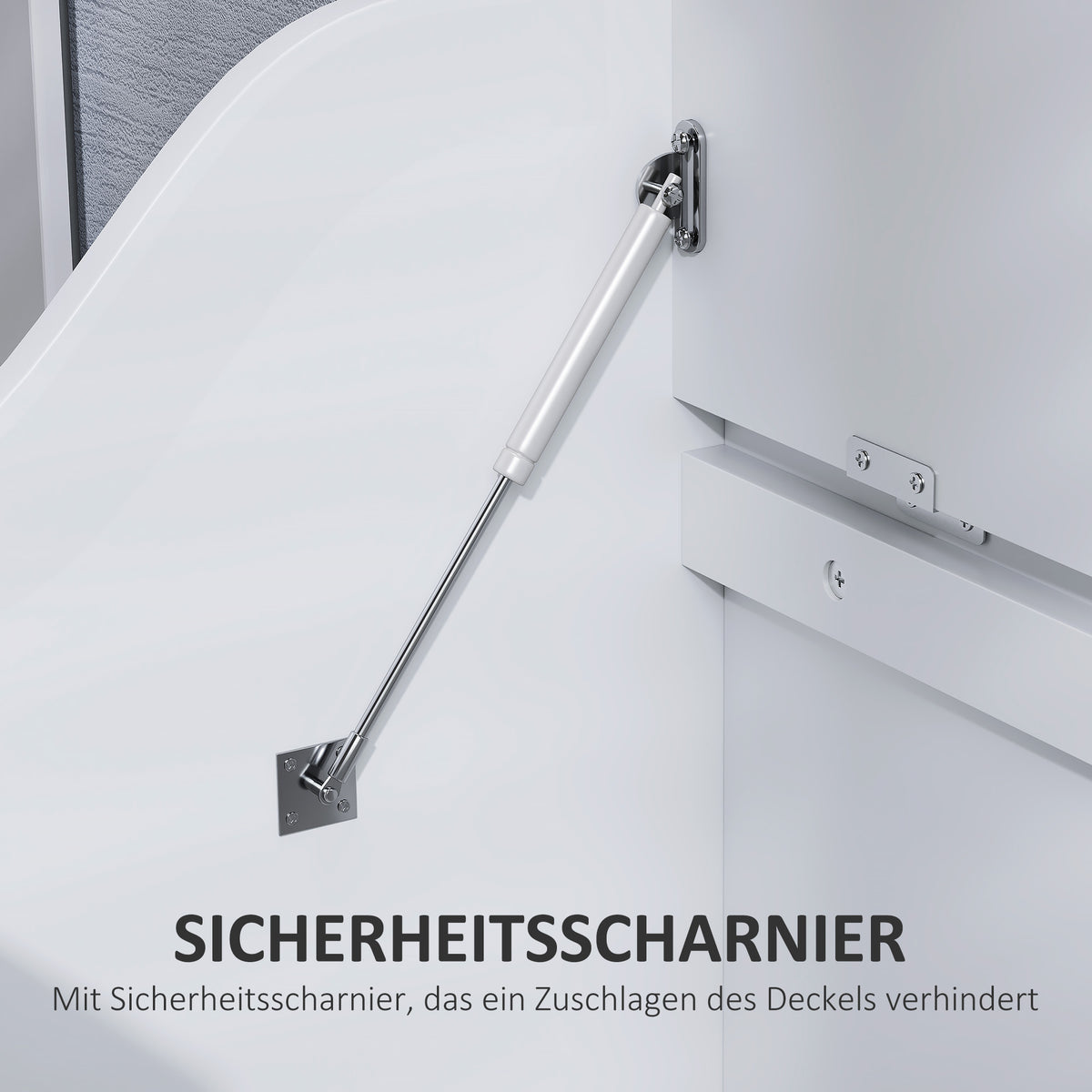 Aufbewahrungstruhe mit Sicherheits-Scharnier