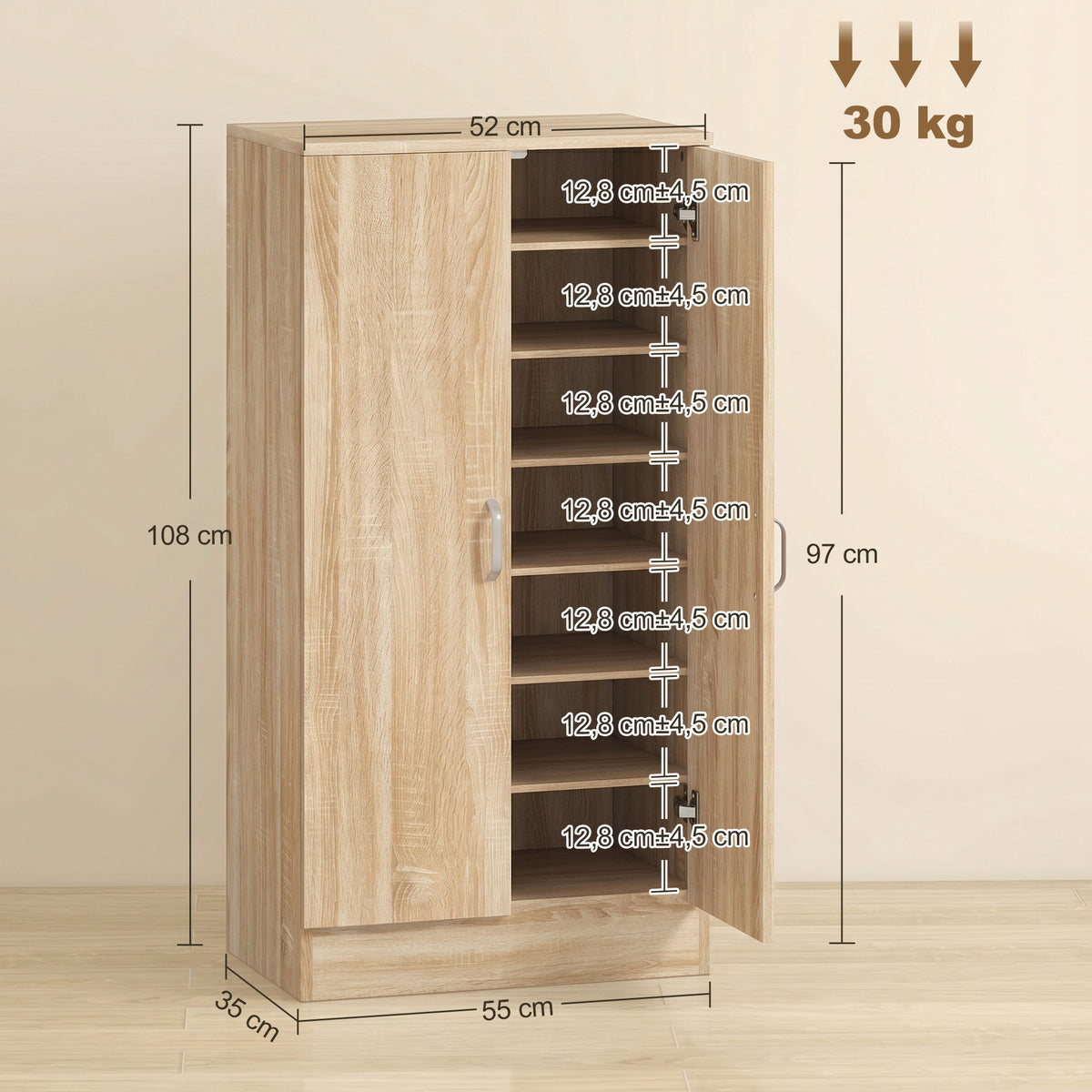 Schuhschrank mit verstellbaren Böden und Soft-Close