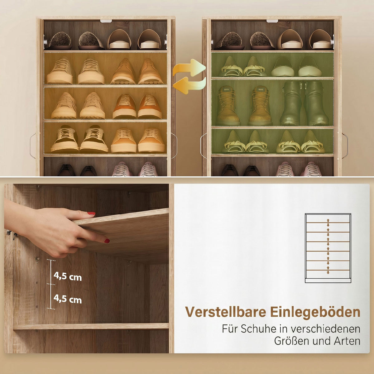 Schuhschrank mit verstellbaren Böden und Soft-Close